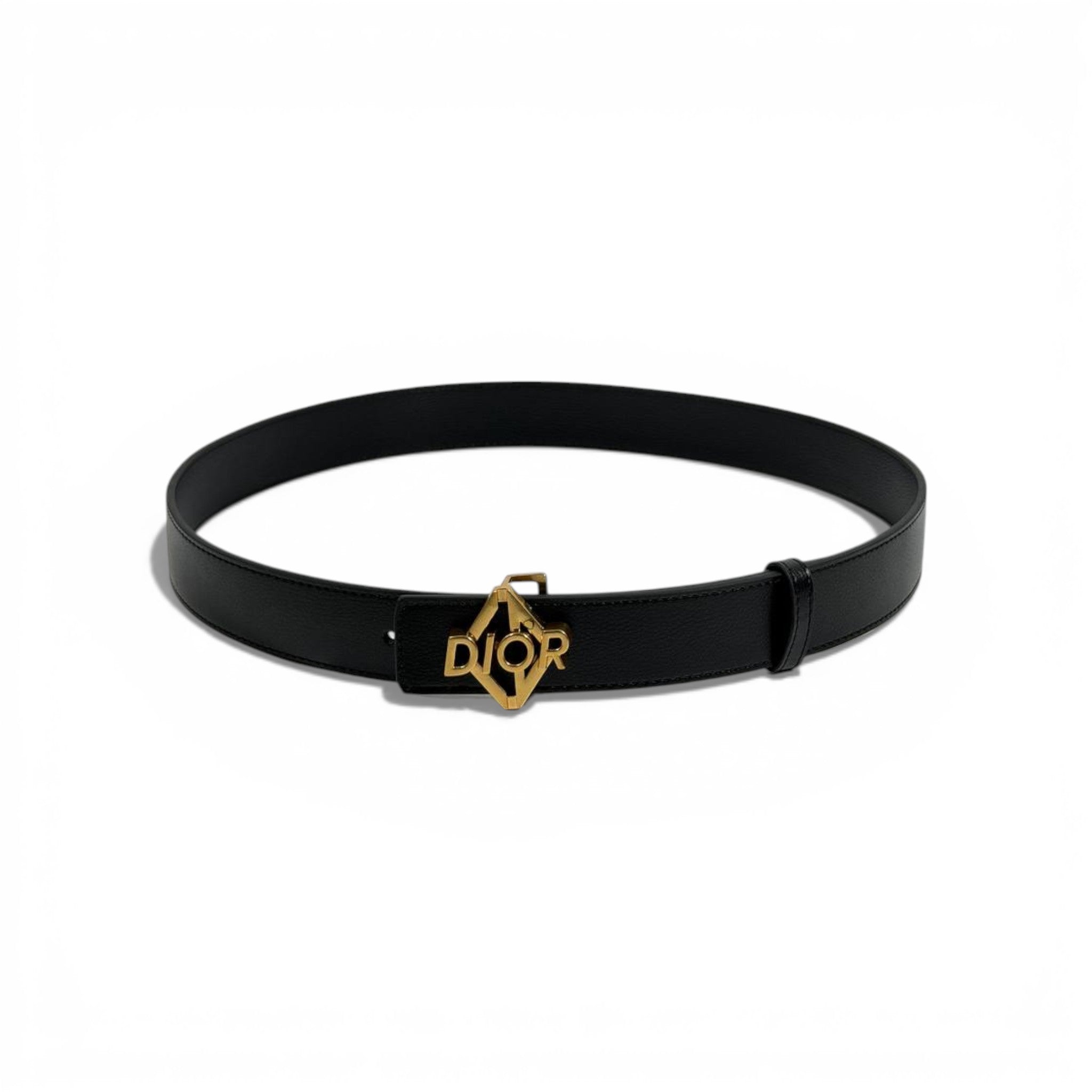🖤 Dior Leather Belt with Gold Logo Buckle – 120 cm | Iconic Luxury ✨