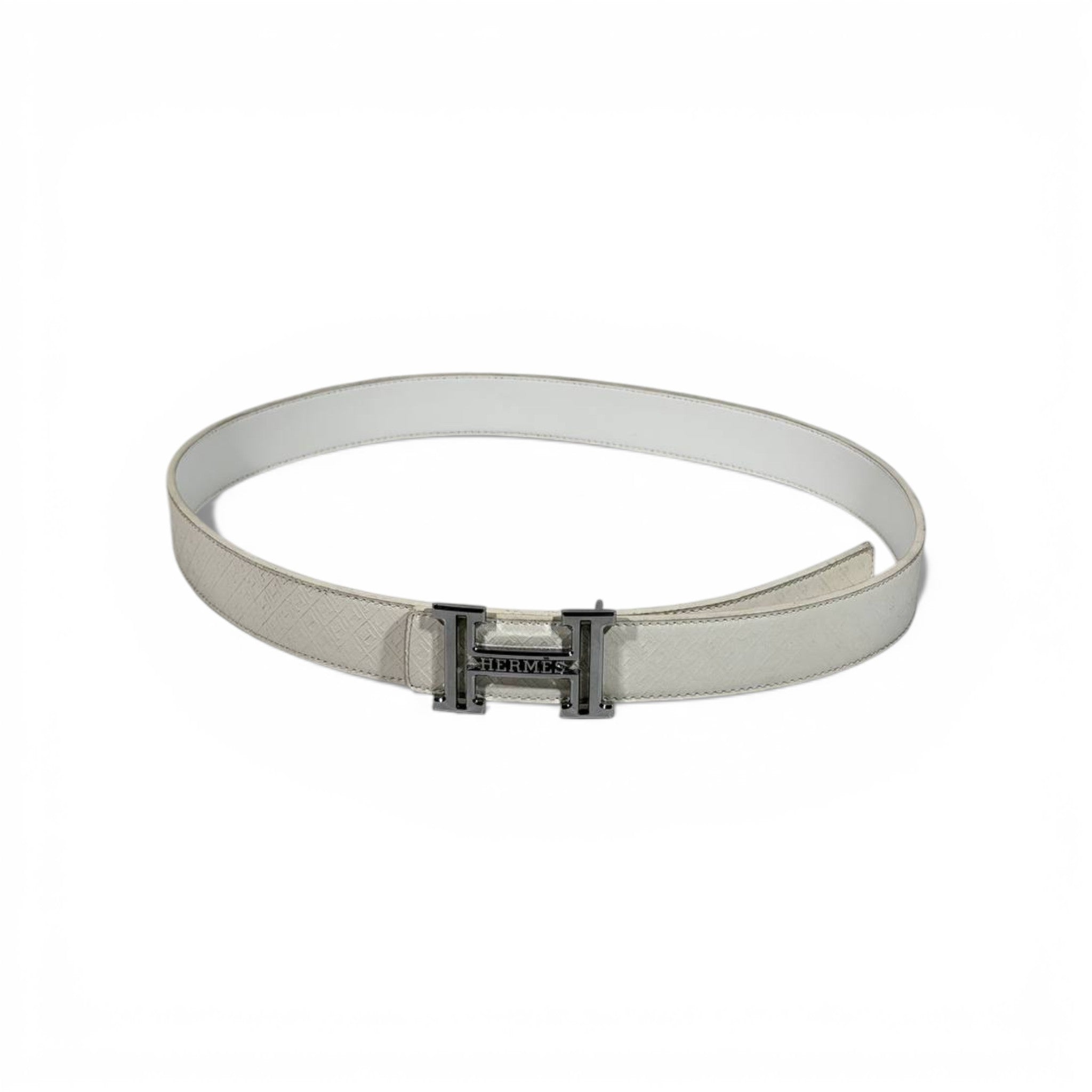 🤍 Hermès Leather Belt with Silver H Buckle – 125 cm | Timeless Luxury ✨
