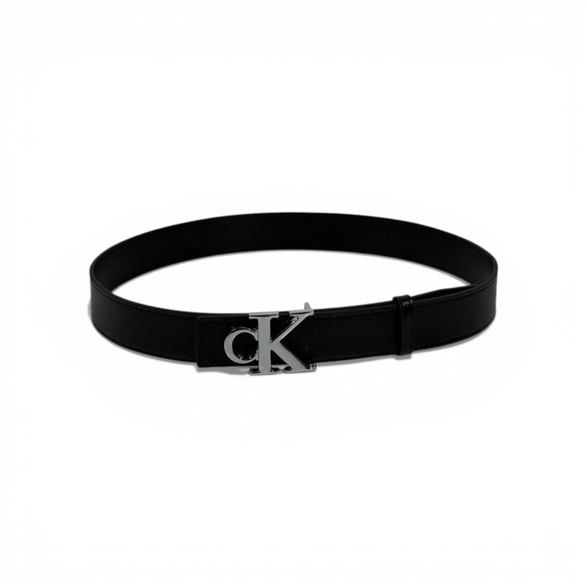 š¤ Calvin Klein Black Leather Belt with Silver CK Buckle-110 | Timeless Minimalism āØ