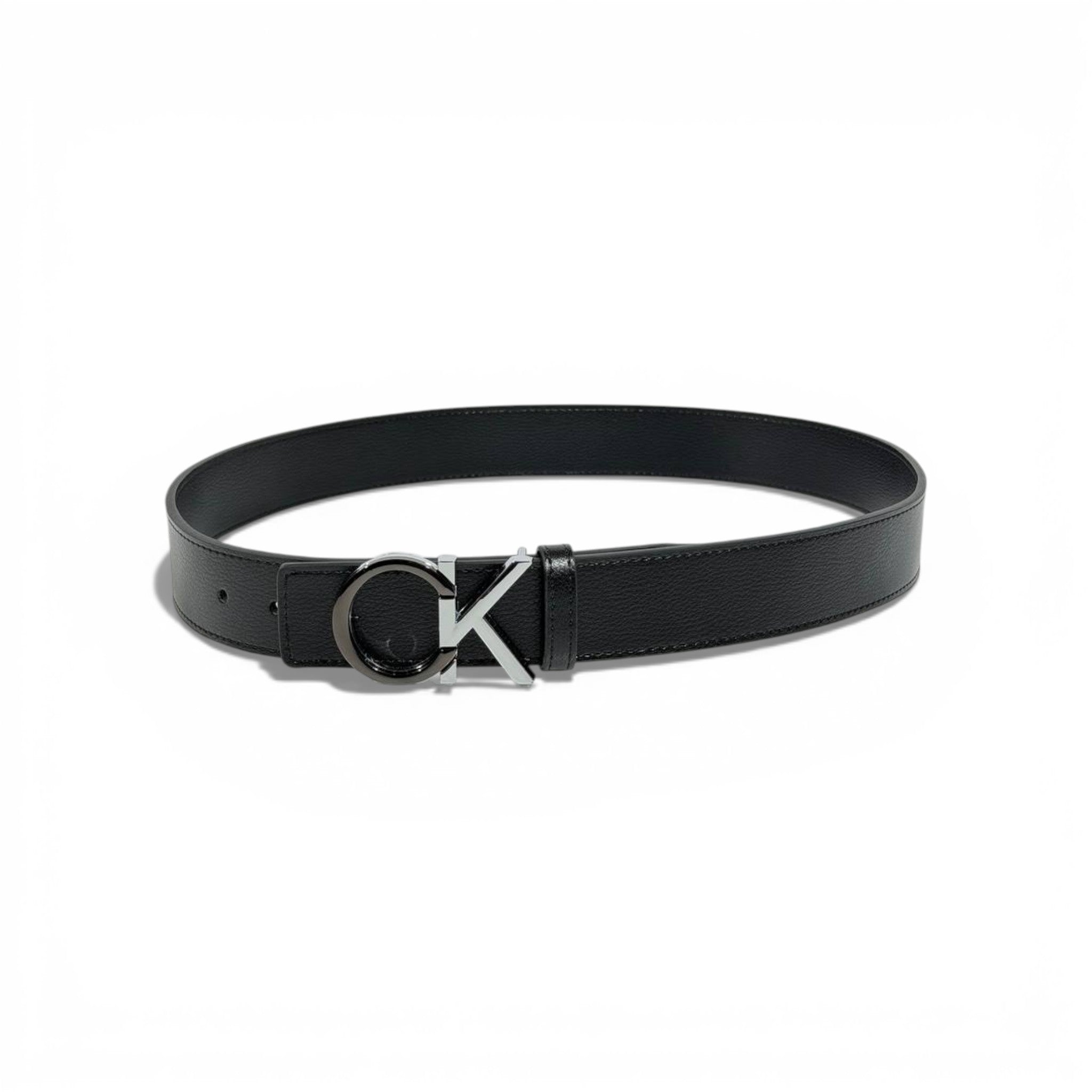 🖤 Calvin Klein Black Leather Belt CK Silver Buckle 110cm | Luxury Men’s Belt