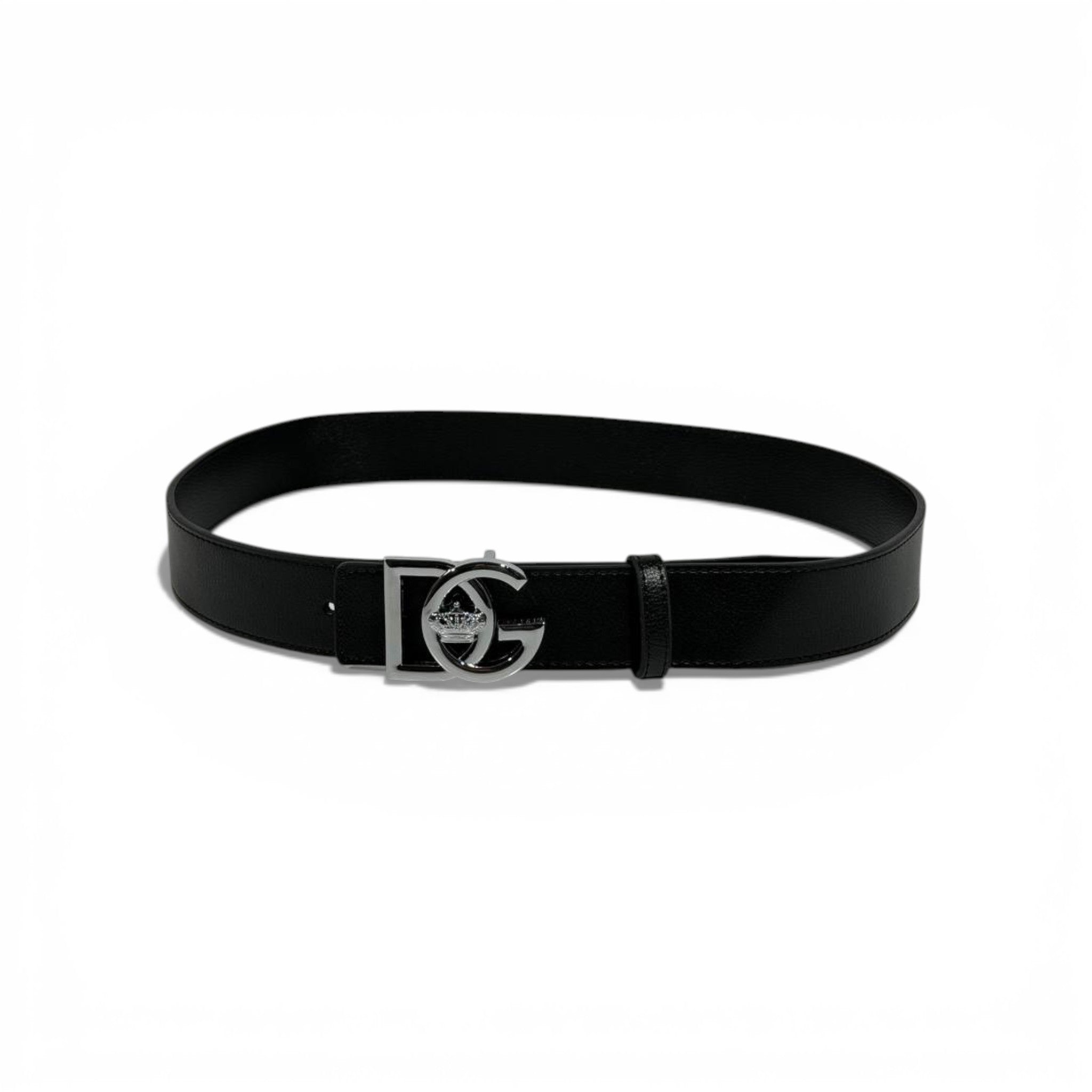 🖤 Dolce & Gabbana DG Black Leather Belt Silver Buckle 115cm | Luxury Men’s Belt
