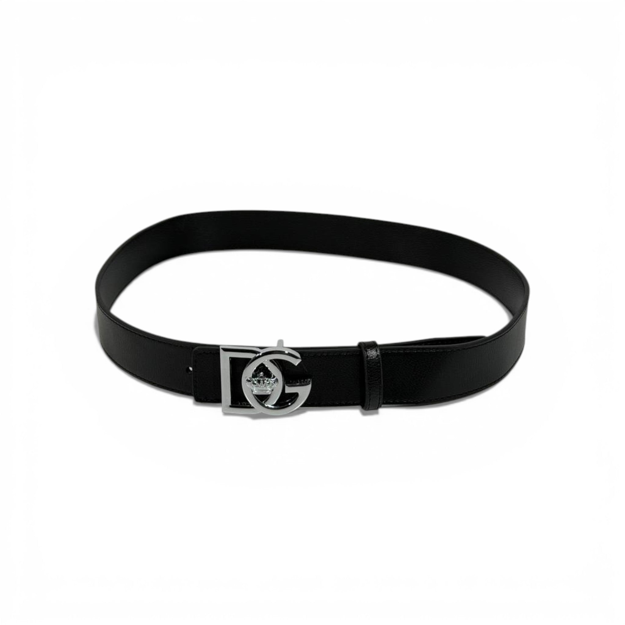 🖤 Dolce & Gabbana DG Black Leather Belt Silver Buckle 115cm | Luxury Men’s Belt