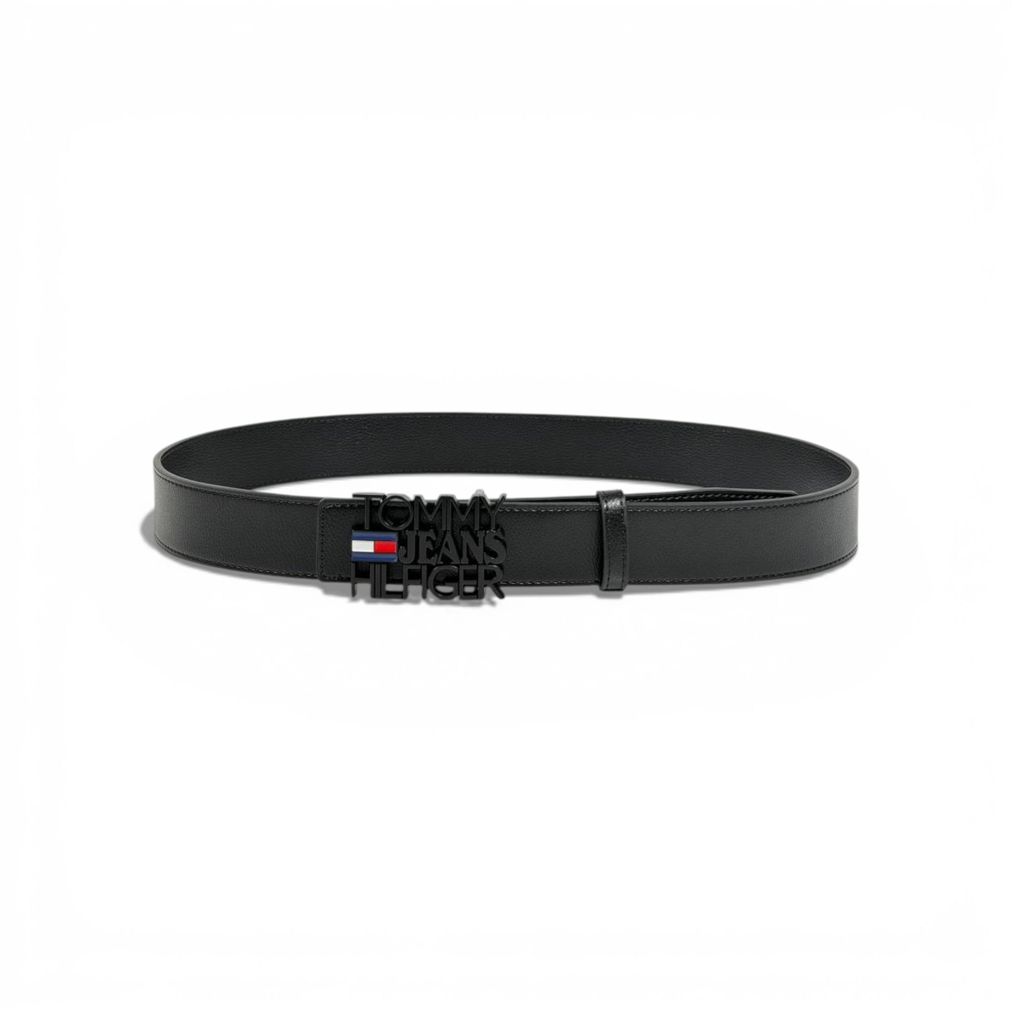 🖤 Tommy Hilfiger Tommy Jeans Black Leather Belt Logo Buckle 115cm | Men’s Designer Belt
