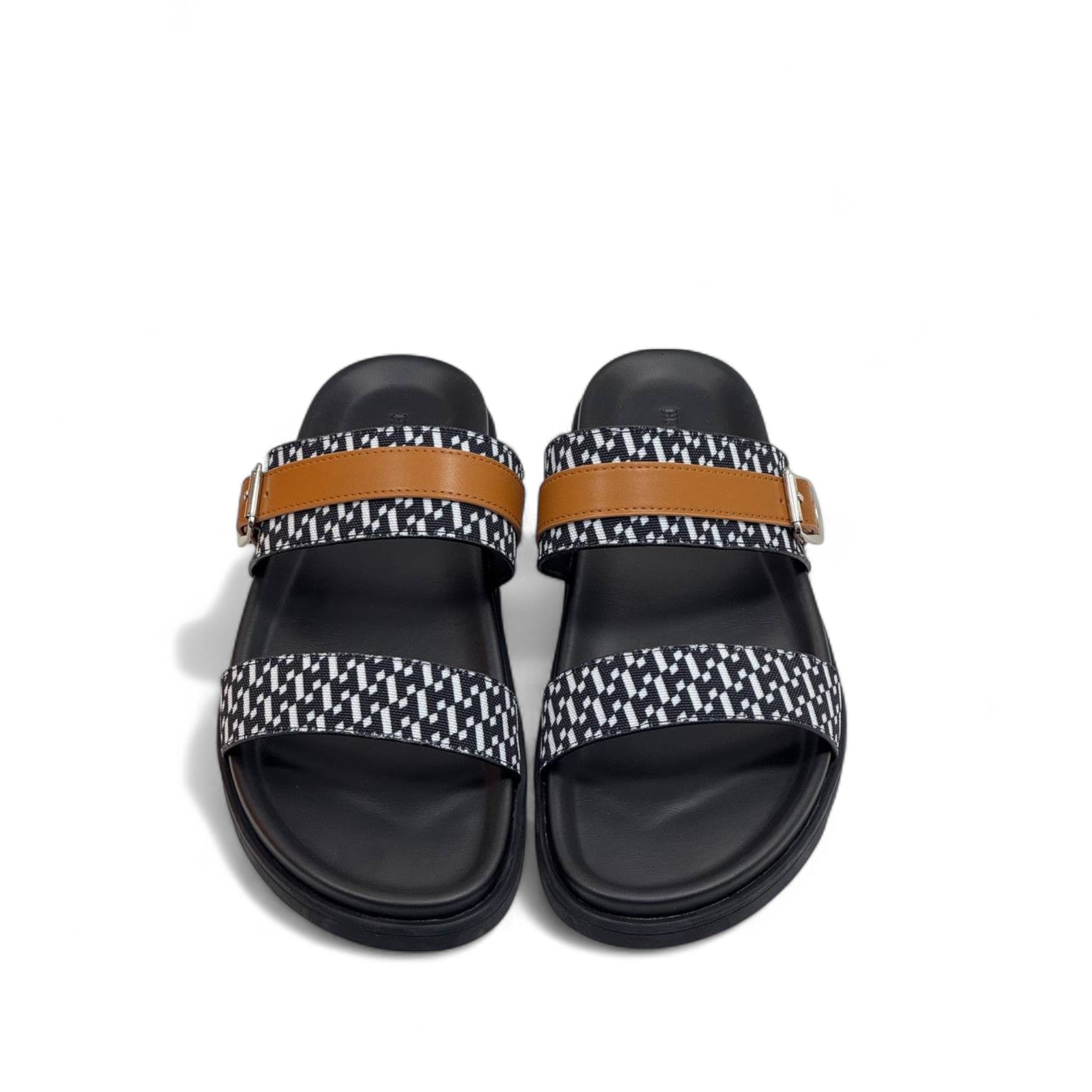 Hermès Men's Double Strap Sandals – Black & Tan Elegance