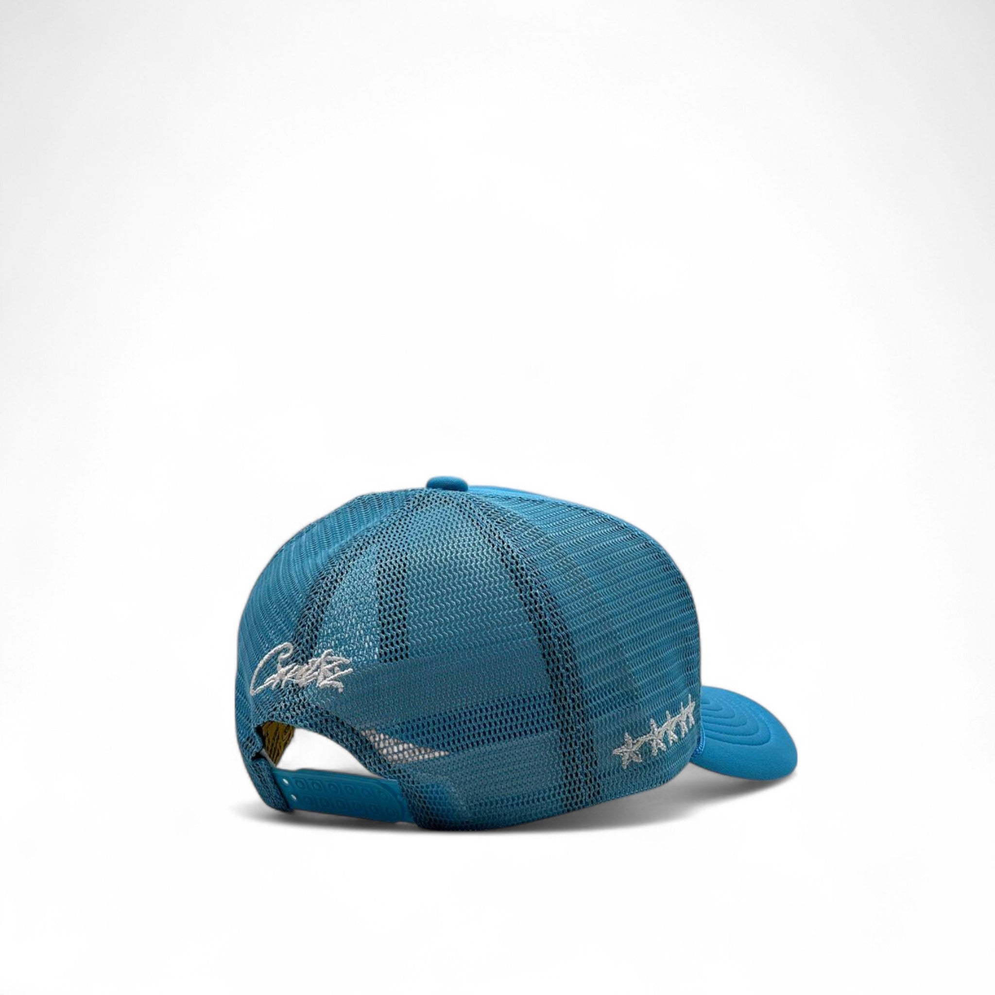 Corteiz Tank Trucker Cap – Sky Blue Storm Edition
