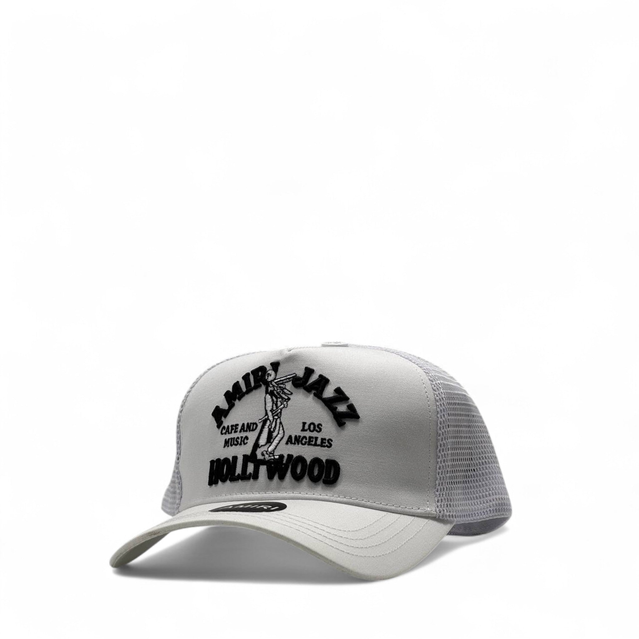 Amiri Jazz CafΓ© Hollywood Trucker Cap β White & Black ποΈπ·