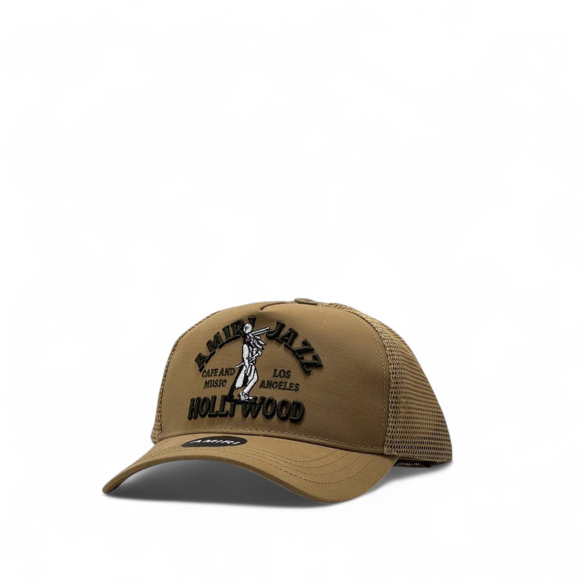 Amiri Jazz CafΓ© Hollywood Trucker Cap β Brown Rhythm Edition π·π€