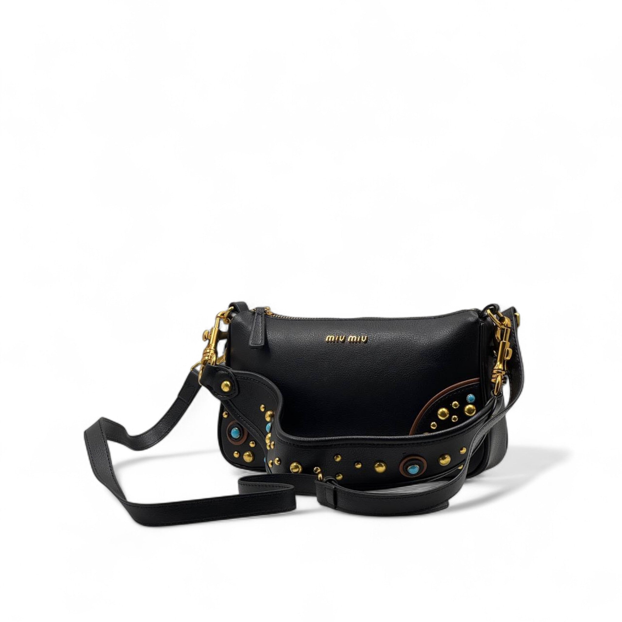 ๐ Miu Miu Black Studded Shoulder Bag โ Edgy Glamour, Italian Craft ๐๐ฎ๐น