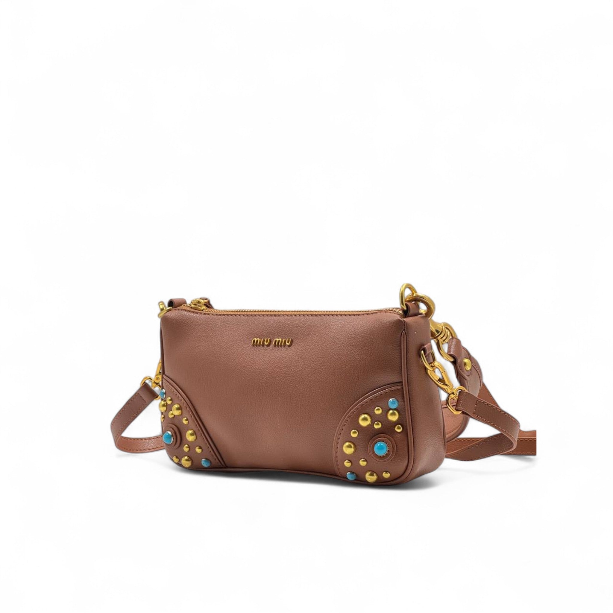 Miu Miu Brown Studded Leather Bag – Warm Tones, Fierce Elegance