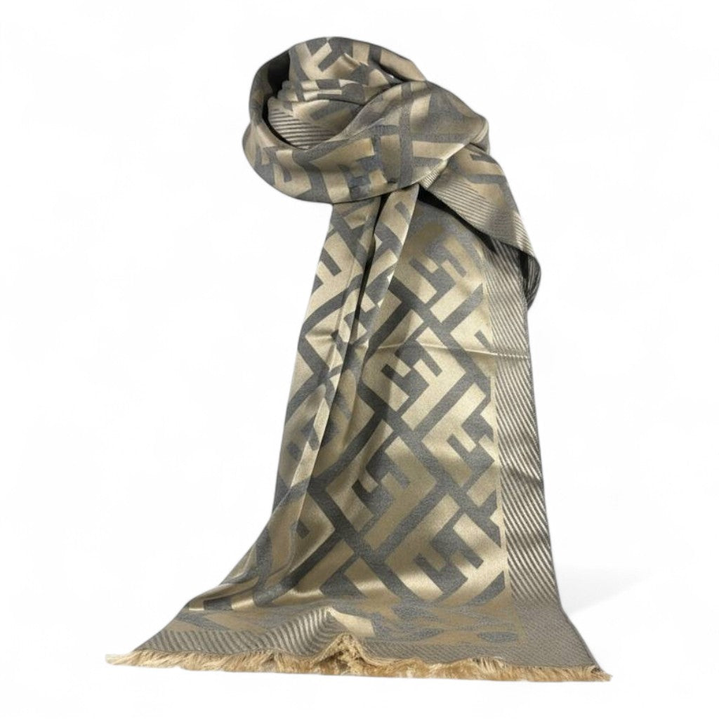 π©Άβ¨ Fendi Double-Face Scarf β Beige & Grey Luxe Edition