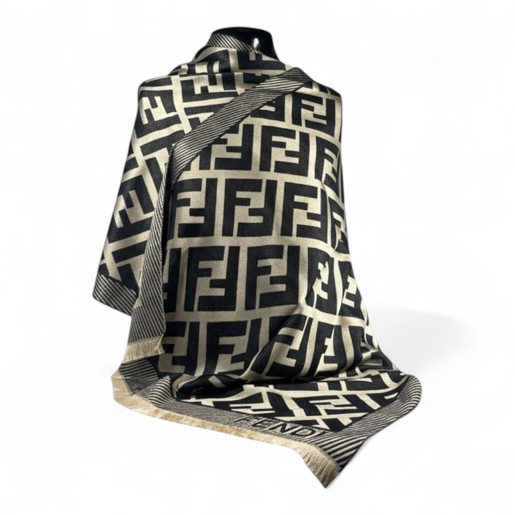 π€β¨ Fendi Double-Face Scarf β Black & Gold Monogram Edition