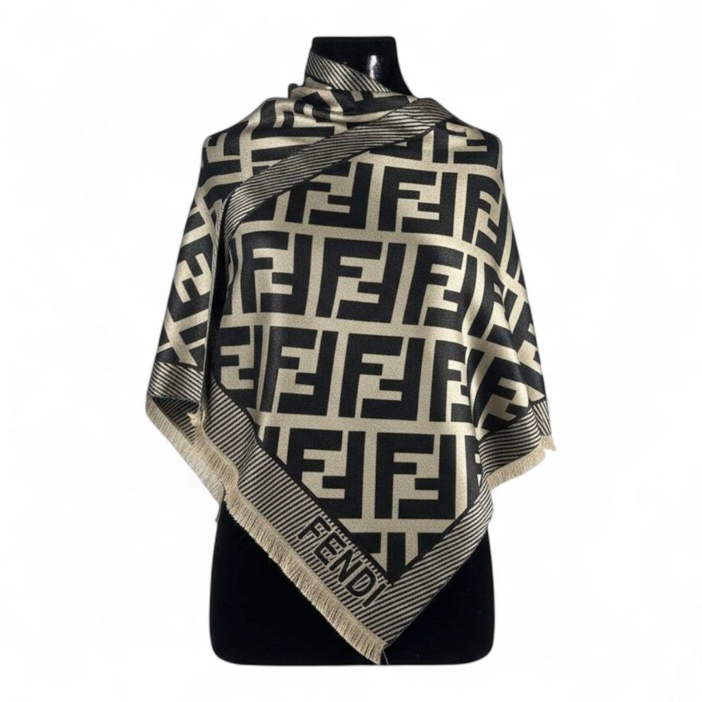 π€β¨ Fendi Double-Face Scarf β Black & Gold Monogram Edition