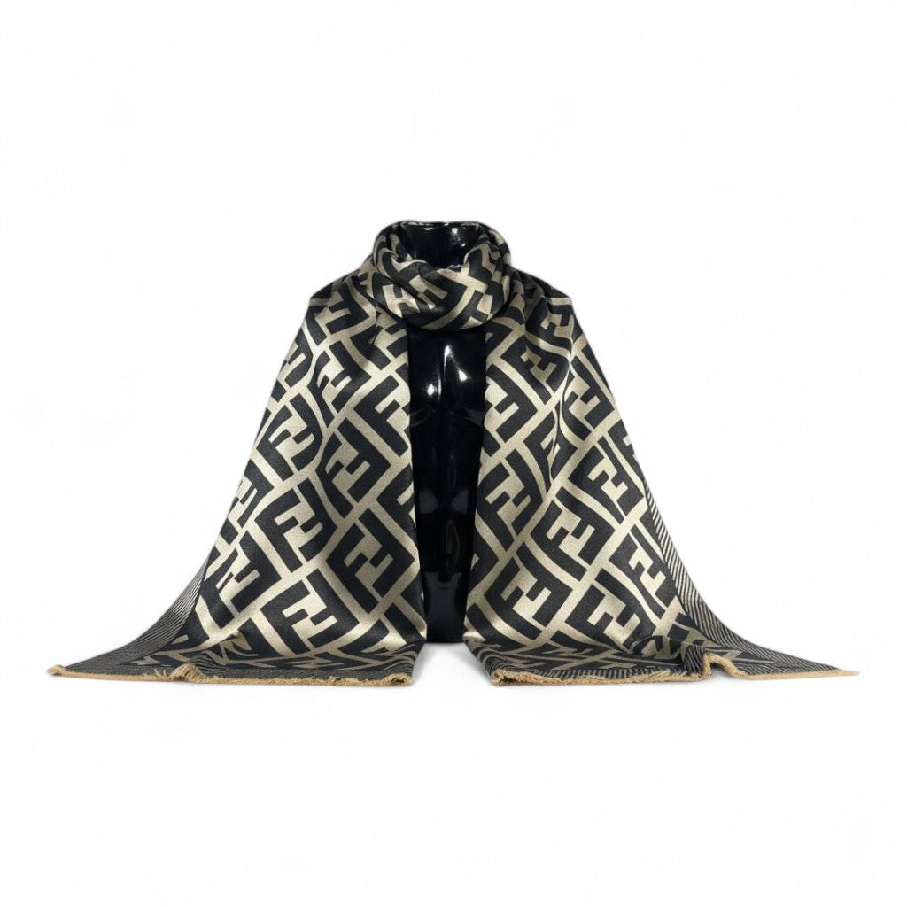 π€β¨ Fendi Double-Face Scarf β Black & Gold Monogram Edition