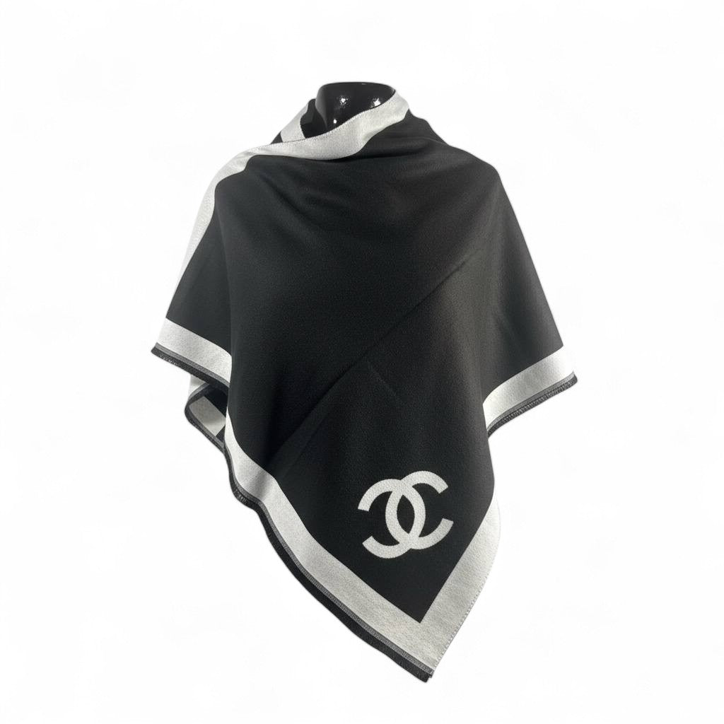 Chanel Double-Face Luxury Scarf π€ | Reversible Black & Silver Shawl