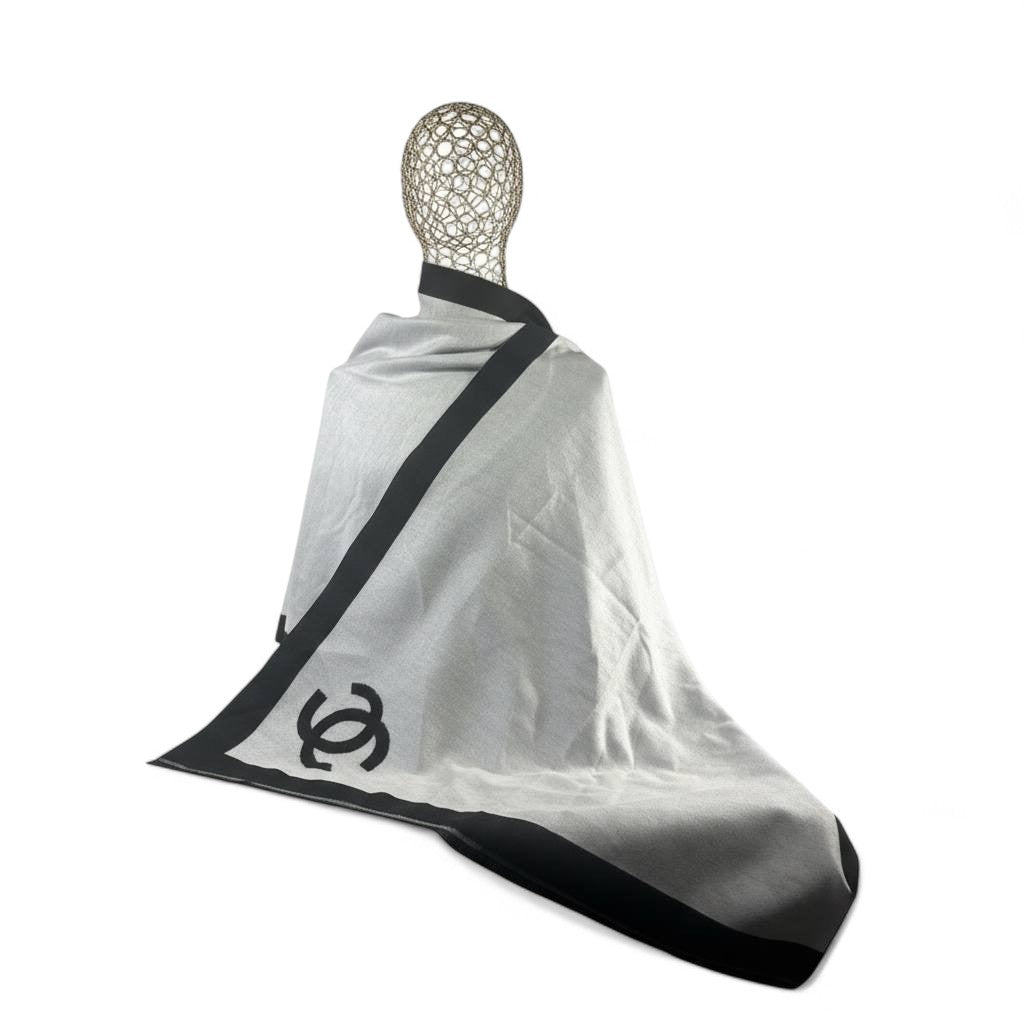 Chanel Double-Face Luxury Scarf π€ | Reversible Black & Silver Shawl