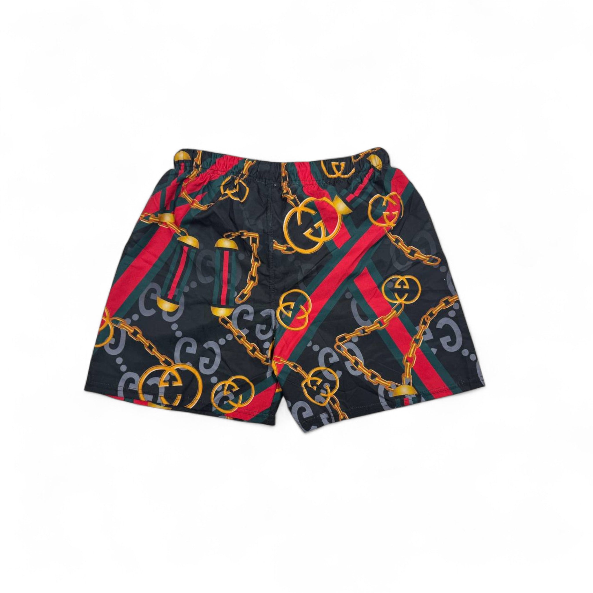 Gucci Chain Print Swim Shorts โ Signature Red & Green Edition ๐๐ฆ