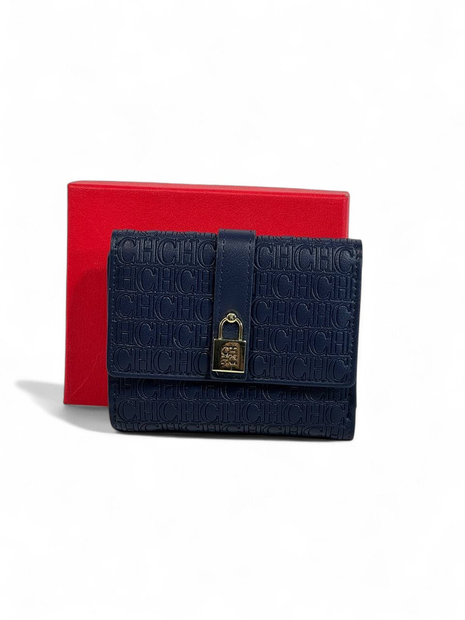 ๐ Carolina Herrera CH Embossed Wallet โ Midnight Blue Luxury Edition ๐