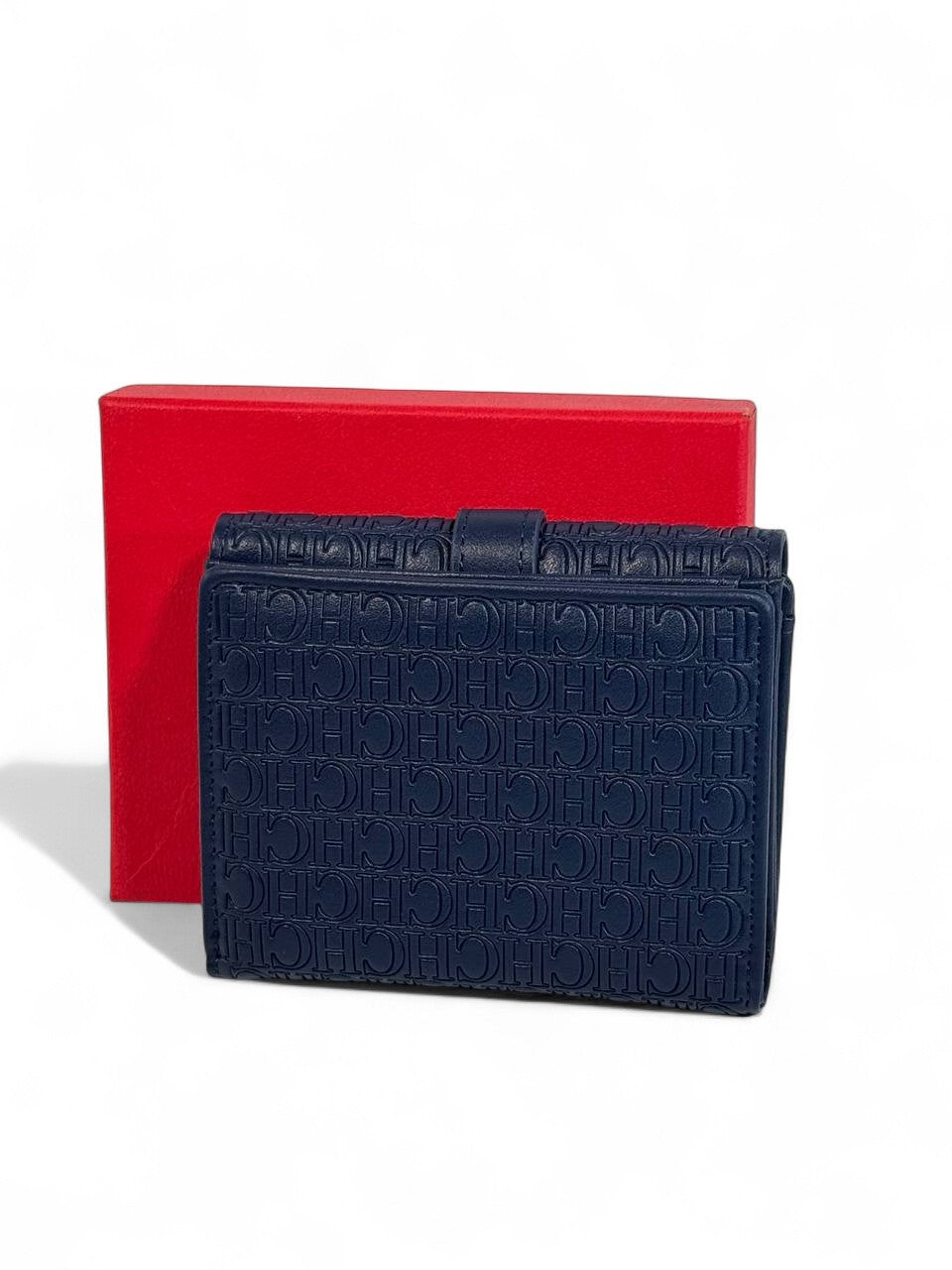 ๐ Carolina Herrera CH Embossed Wallet โ Midnight Blue Luxury Edition ๐