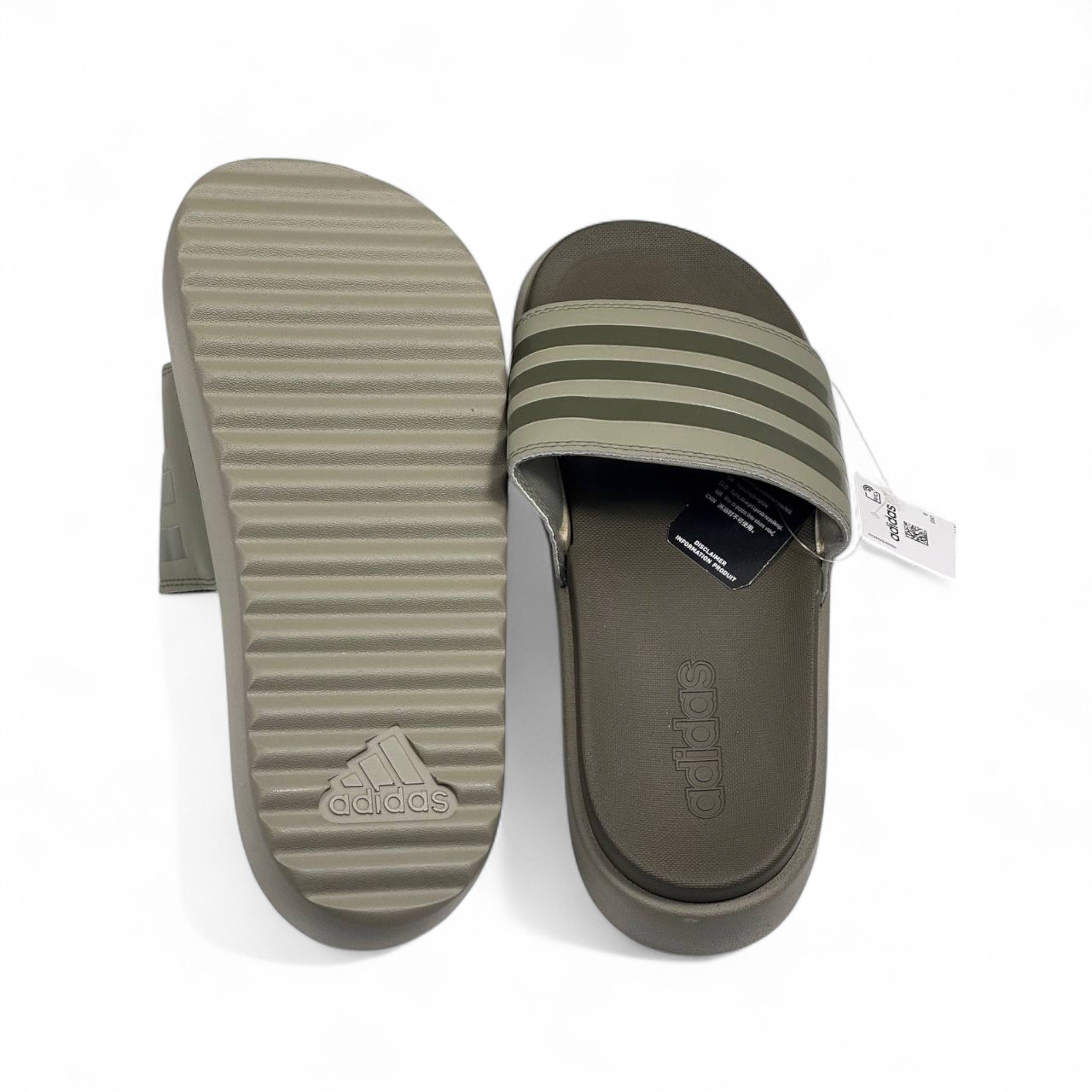 ✨ Adidas Beige Stripes Platform Slippers – Neutral Comfort Style 🤍🤎
