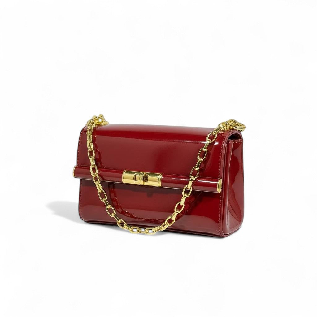 Dolce & Gabbana Red Patent Leather Chain Bag ❤️ | Italian Glamour & Golden Elegance