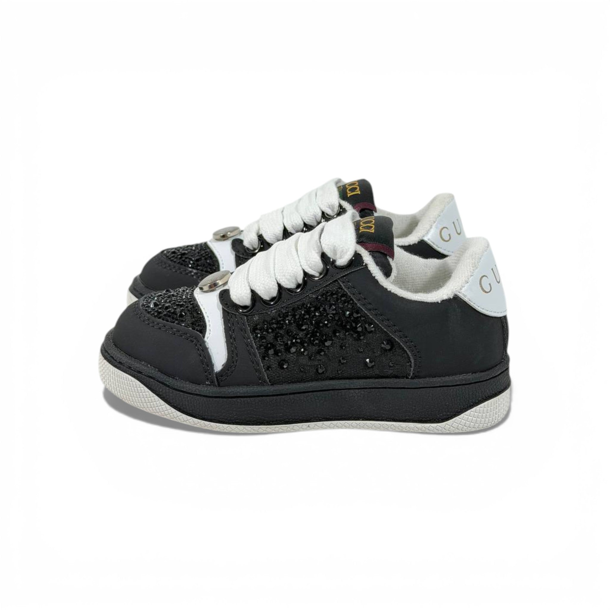 Gucci Kids Black Sneakers β Classic Style with Sparkle Details β¨π