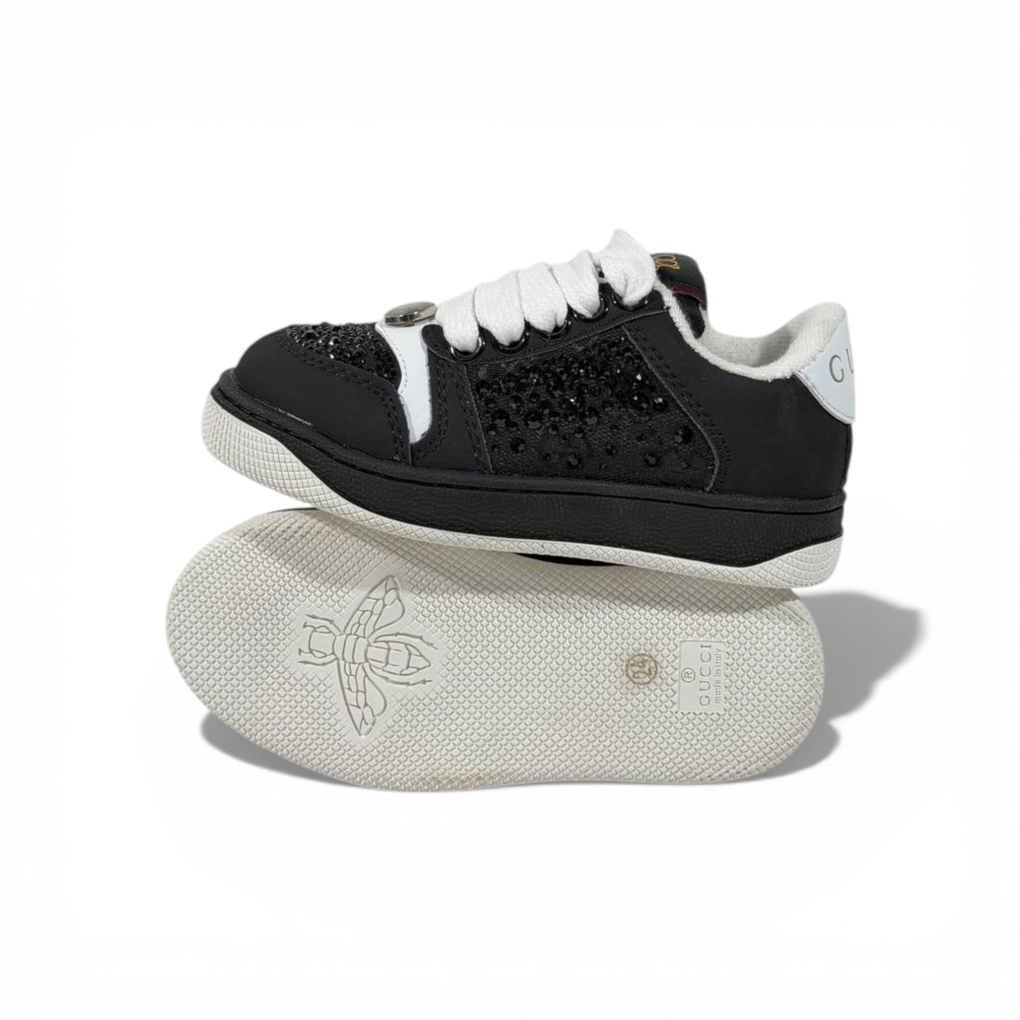 Gucci Kids Black Sneakers β Classic Style with Sparkle Details β¨π