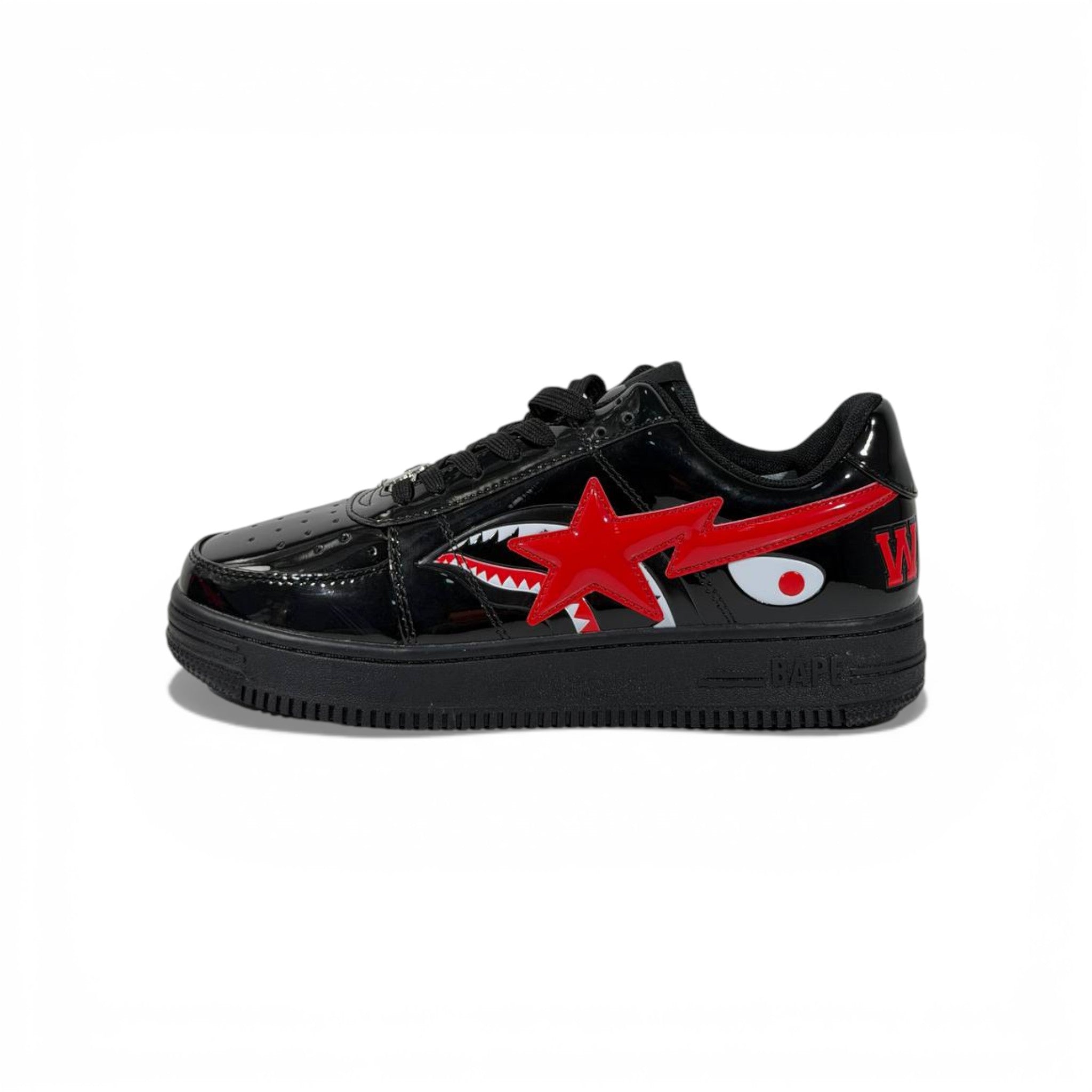 BAPE-Style Black Sneakers with Red Star Graphic β Streetwear Statement Shoes π₯π