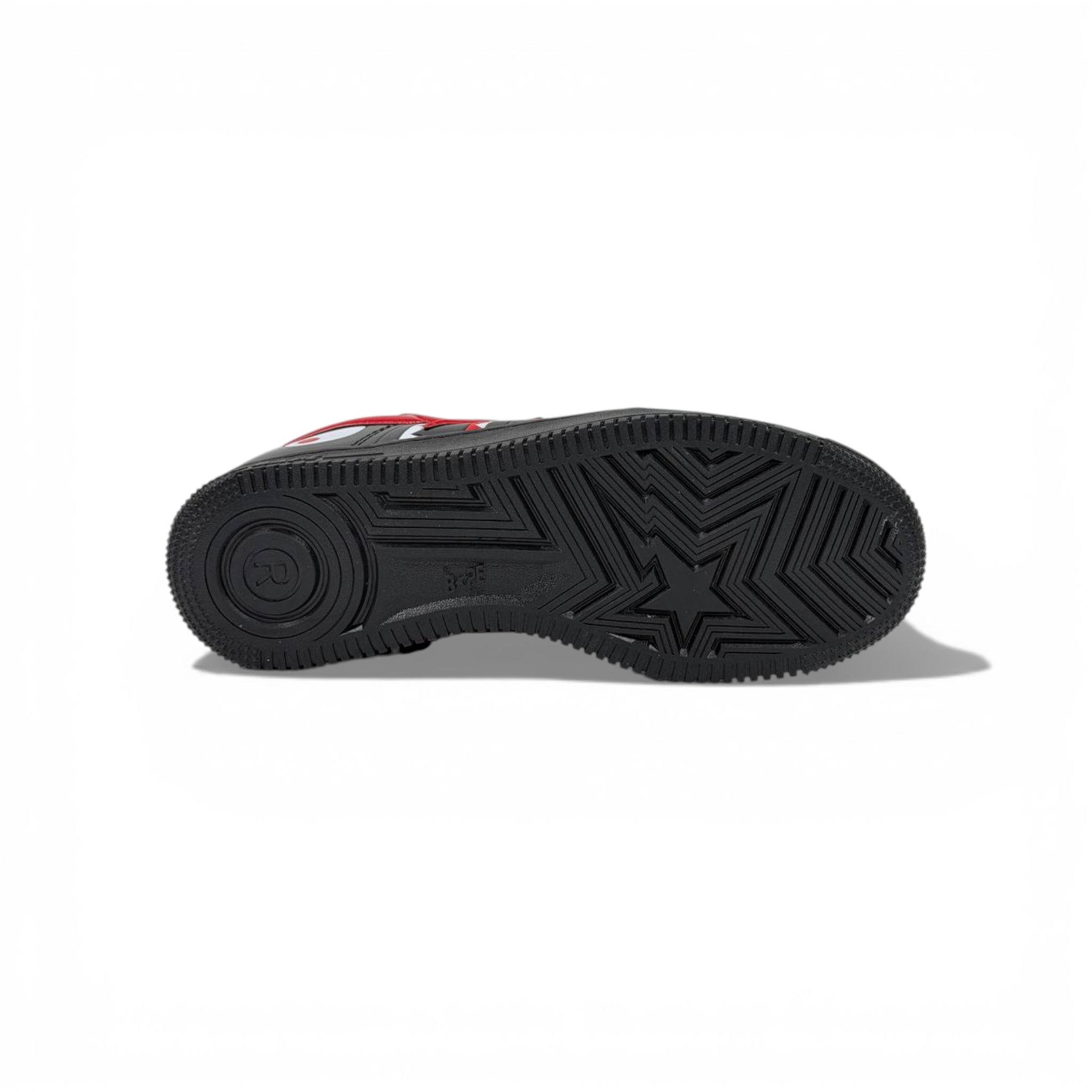 BAPE-Style Black Sneakers with Red Star Graphic – Streetwear Statement Shoes 🔥👟