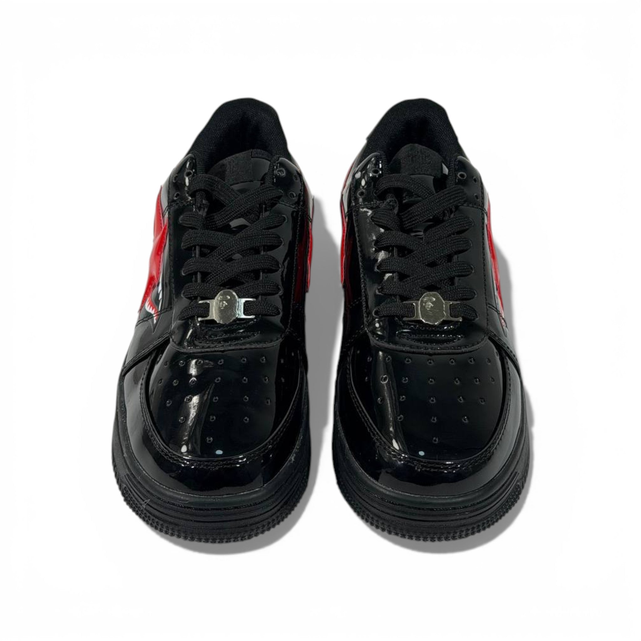 BAPE-Style Black Sneakers with Red Star Graphic – Streetwear Statement Shoes 🔥👟