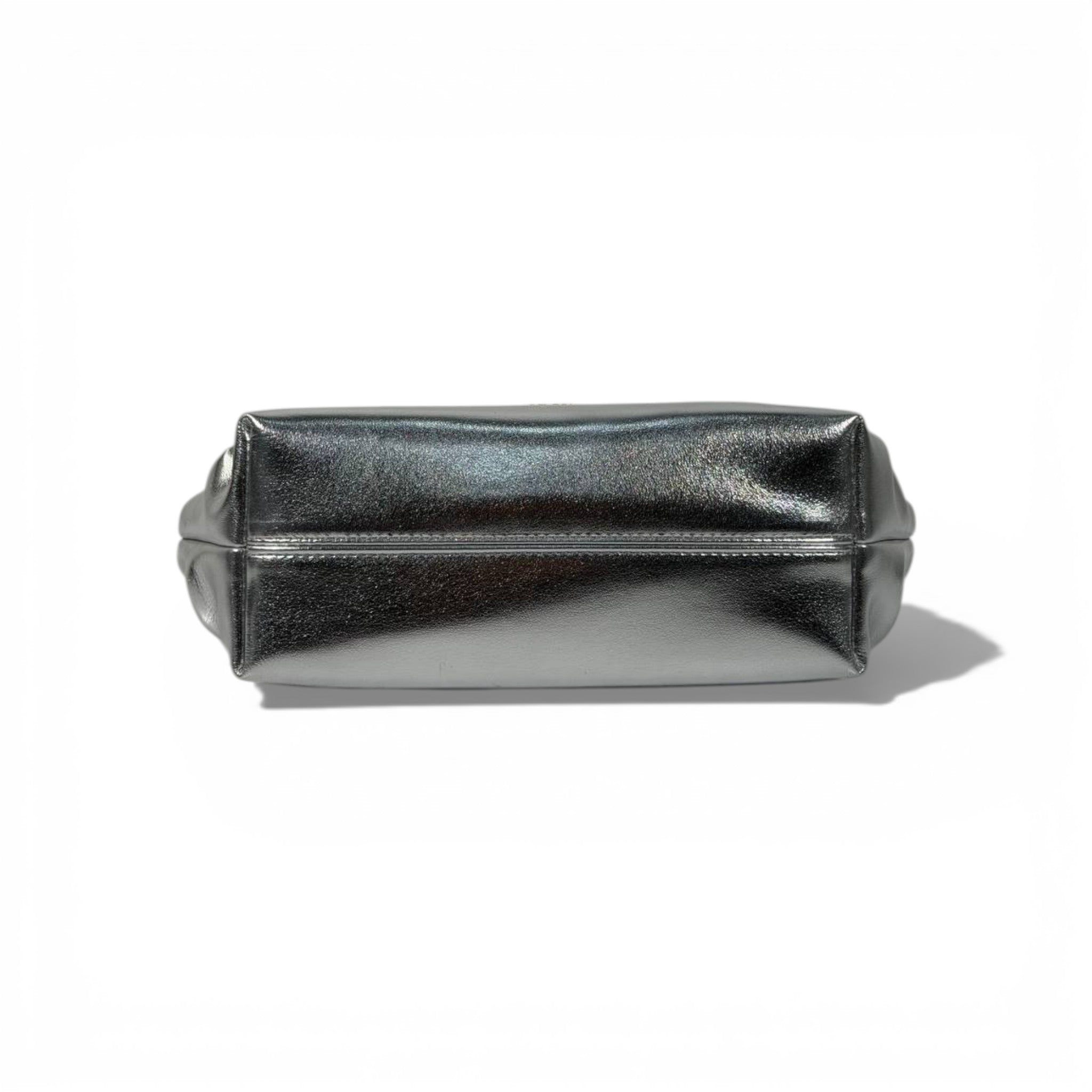 JW Pei Silver Pleated Shoulder Bag with Gold Handle – Women’s Luxury Handbag ✨