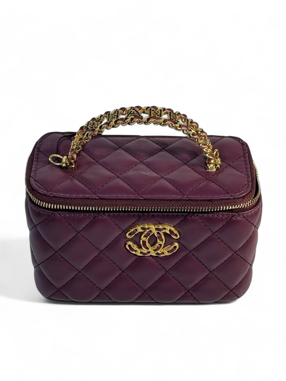 Chanel Burgundy Quilted Vanity Bag π | Classic CC Gold Chain Handbag
