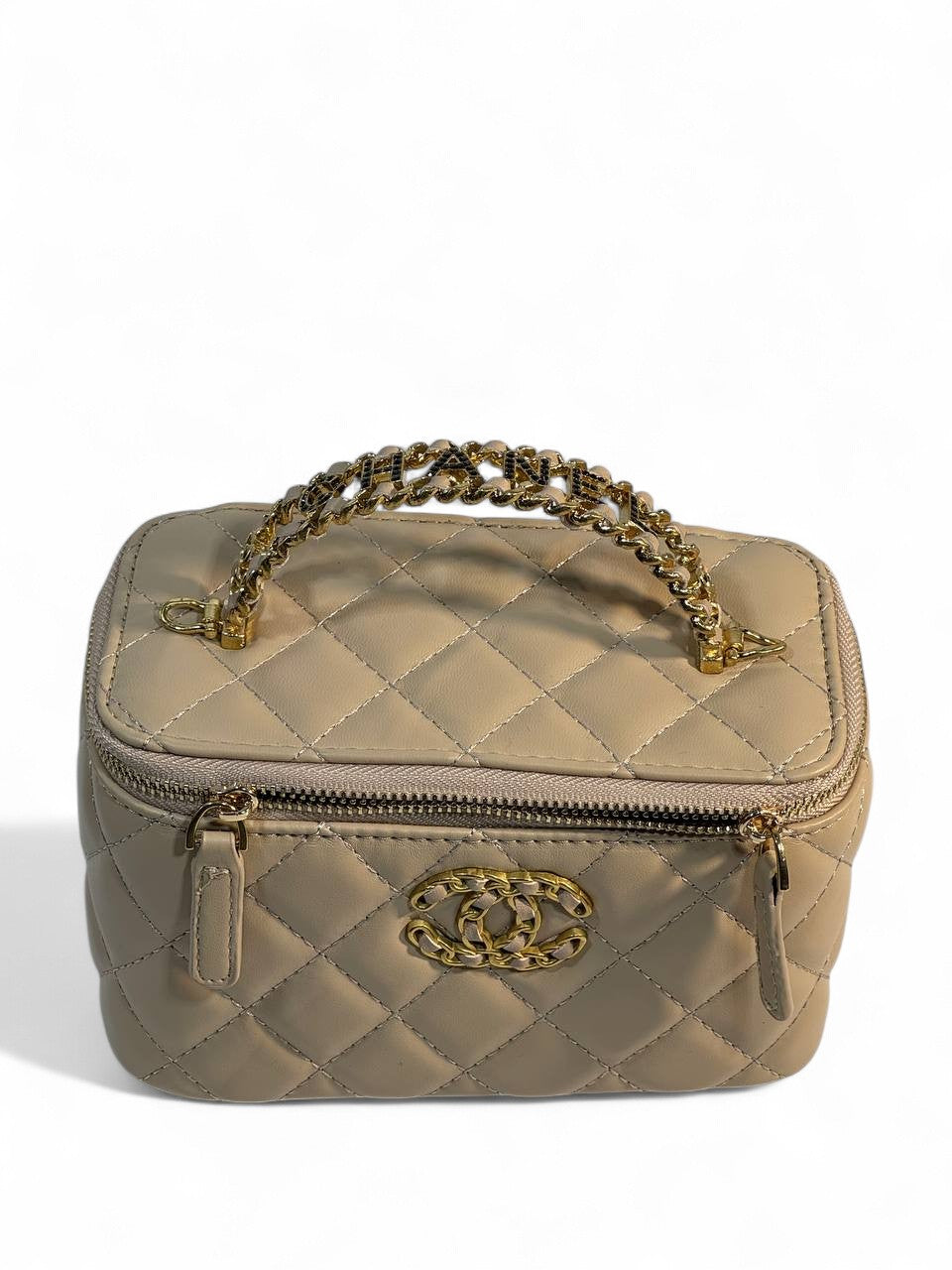 Chanel Beige Quilted Vanity Bag π€ | Classic CC Gold Chain Handbag