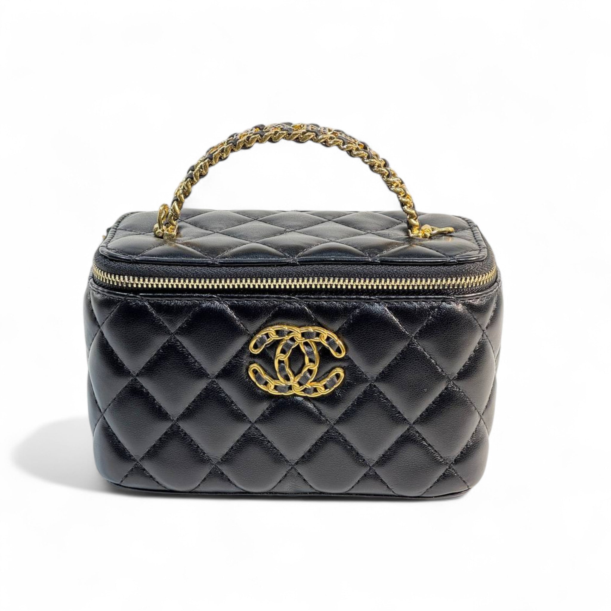 Chanel Black Quilted Vanity Bag π€ | Classic CC Gold Chain Handbag
