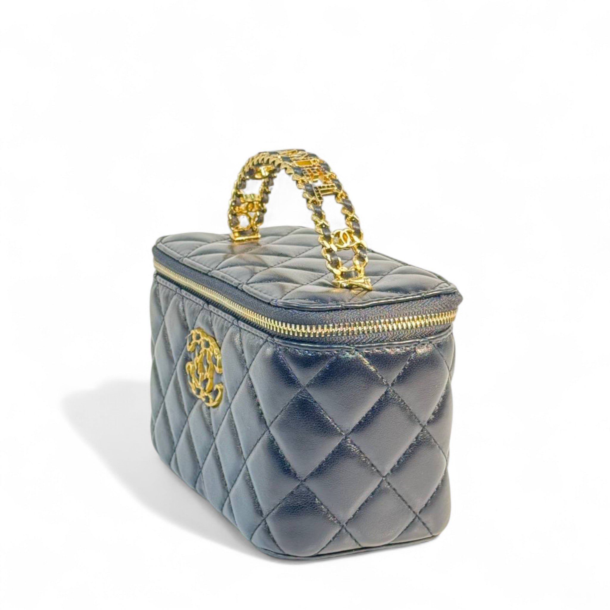 Chanel Black Quilted Vanity Bag π€ | Classic CC Gold Chain Handbag
