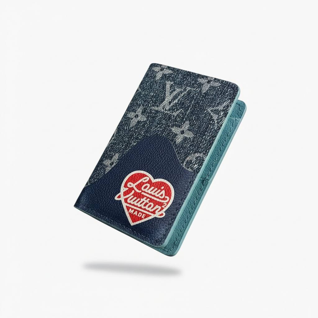 🪪 Louis Vuitton Denim Monogram Card Holder with Heart Patch