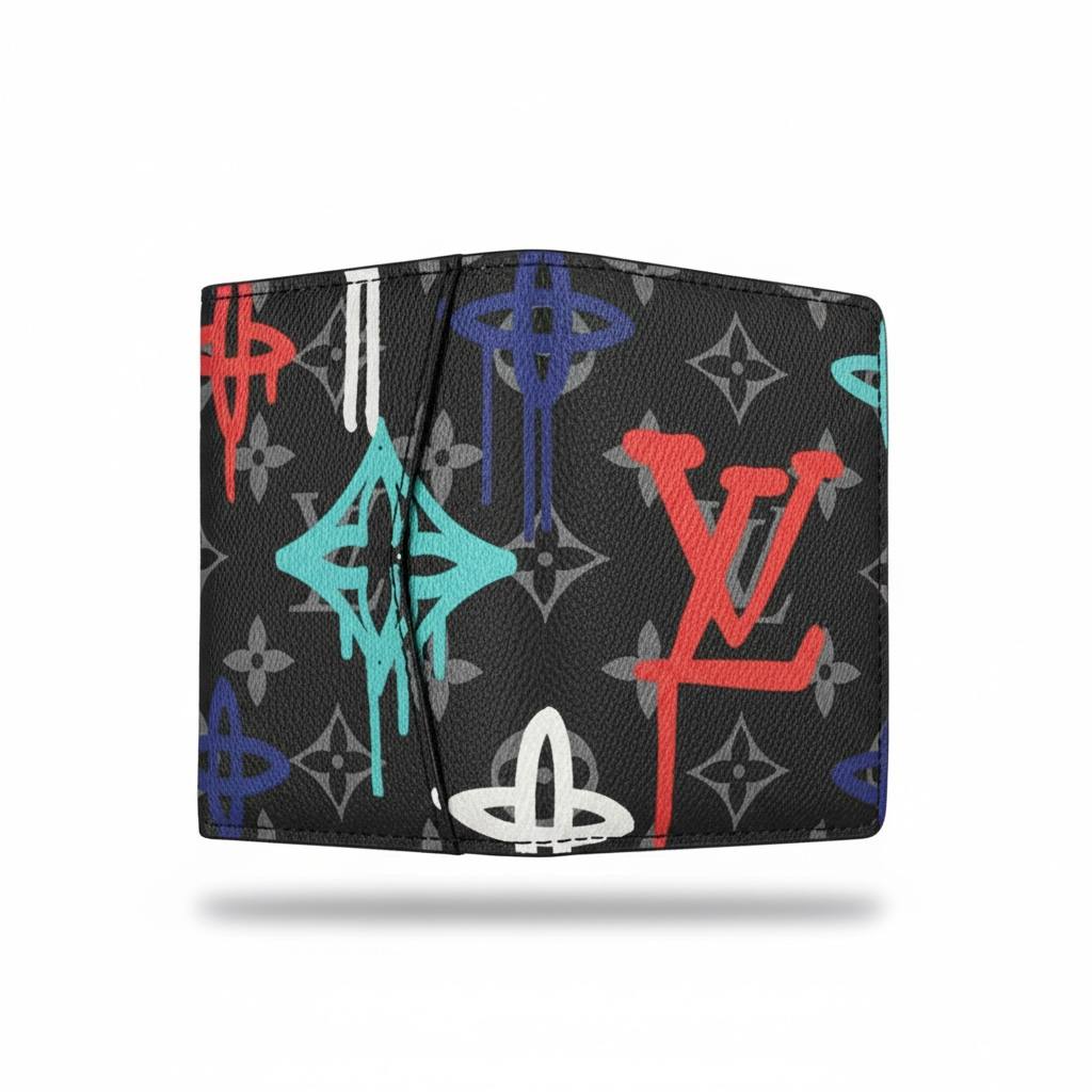 🪪 Louis Vuitton Black Monogram Wallet with Multicolor LV Print