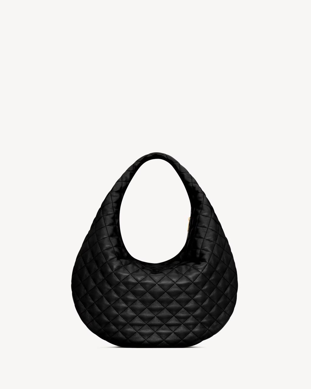 š Saint Laurent Quilted Leather Hobo Bag with Gold Logo