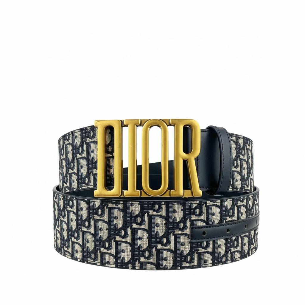 🖤 Dior Oblique Jacquard Belt with Gold Logo Buckle