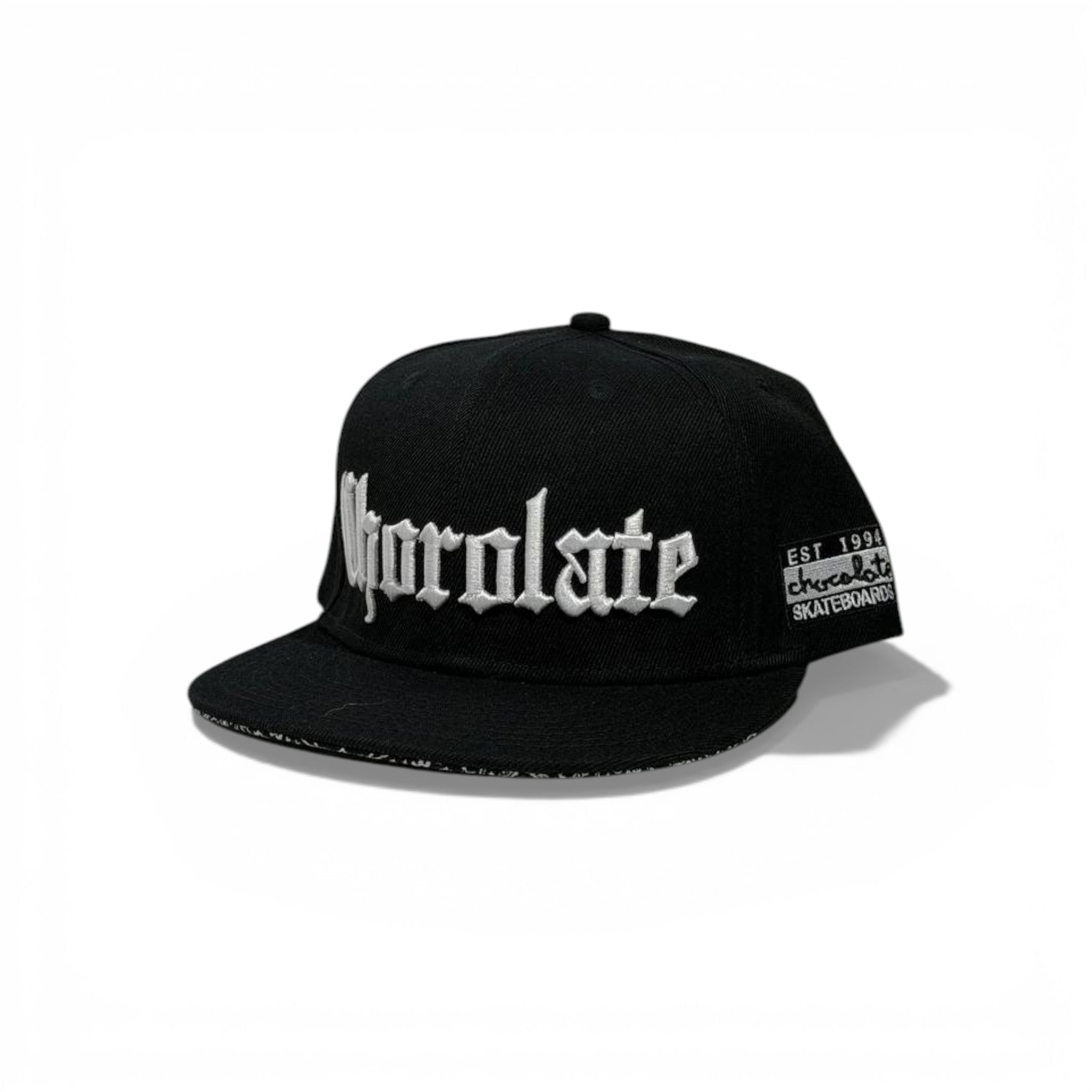 🧢 Black “Viralate” Gothic Embroidered Snapback Cap – Flat Brim Streetwear