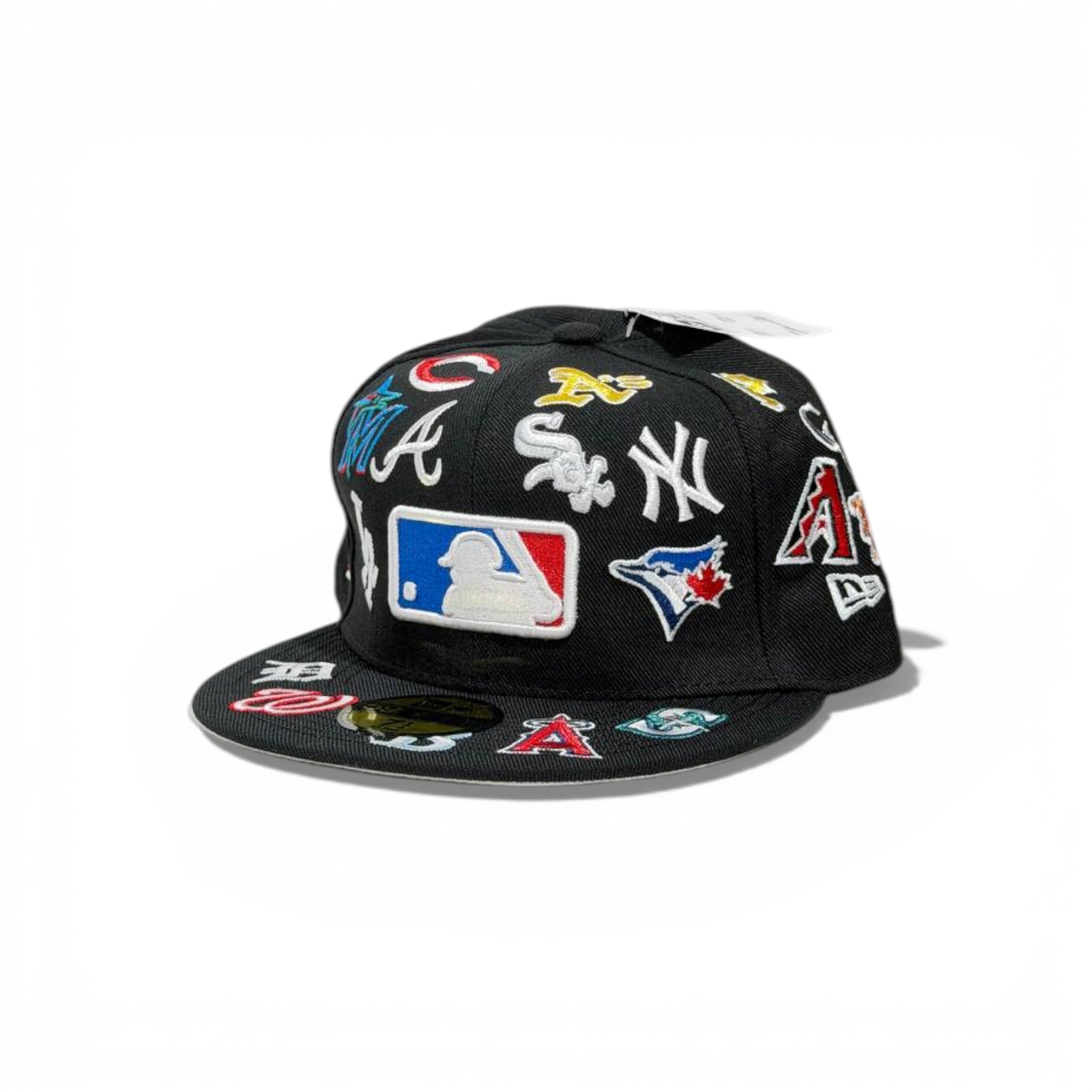 π§’π₯β« BLACK MLB ALLOVER LOGO SNAPBACK CAP β«π₯π§’