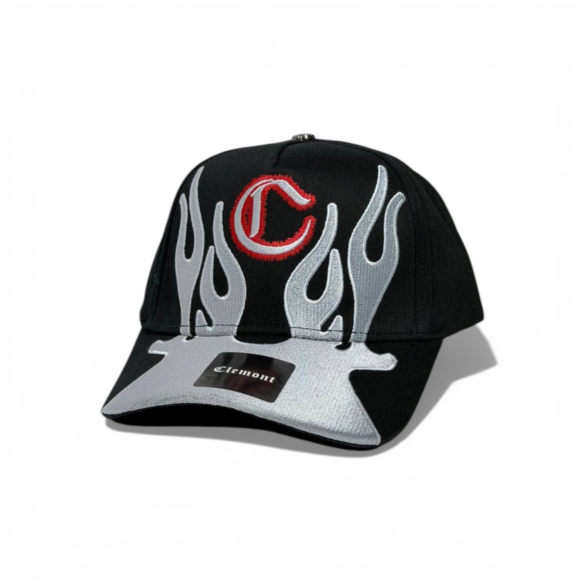 CLEMENT Logo Baseball Cap 🧢🔥🖤 Bold Flame Design Streetwear Statement