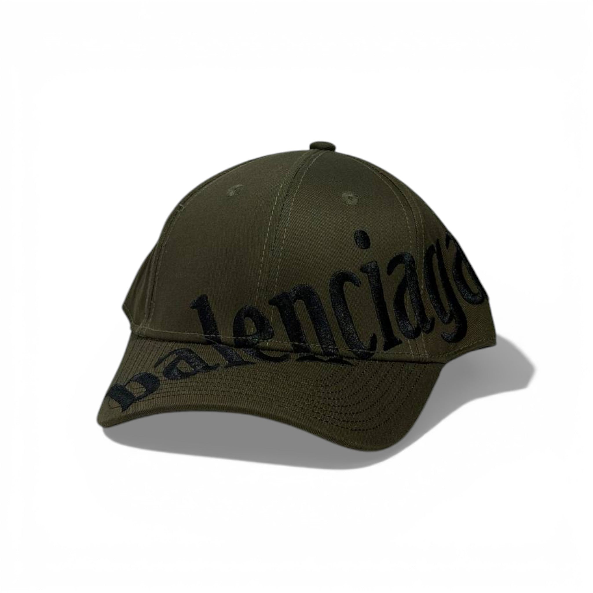 🟢🧢 BALENCIAGA LOGO BASEBALL CAP – KHAKI GREEN 🧢🟢