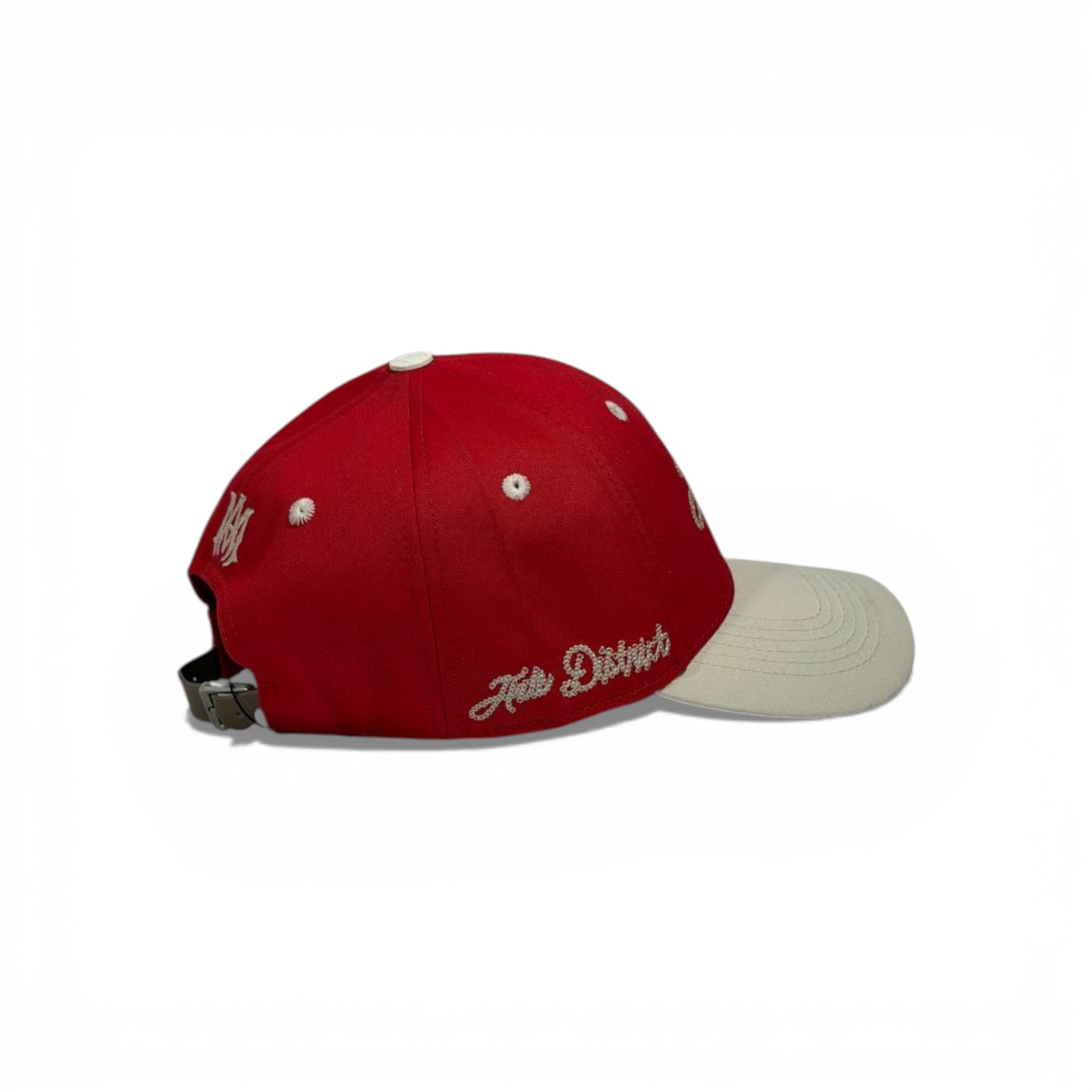 🧢 Amiri Two-Tone Red & Beige Baseball Cap – Embroidered Luxury Streetwear Hat ✨🔥