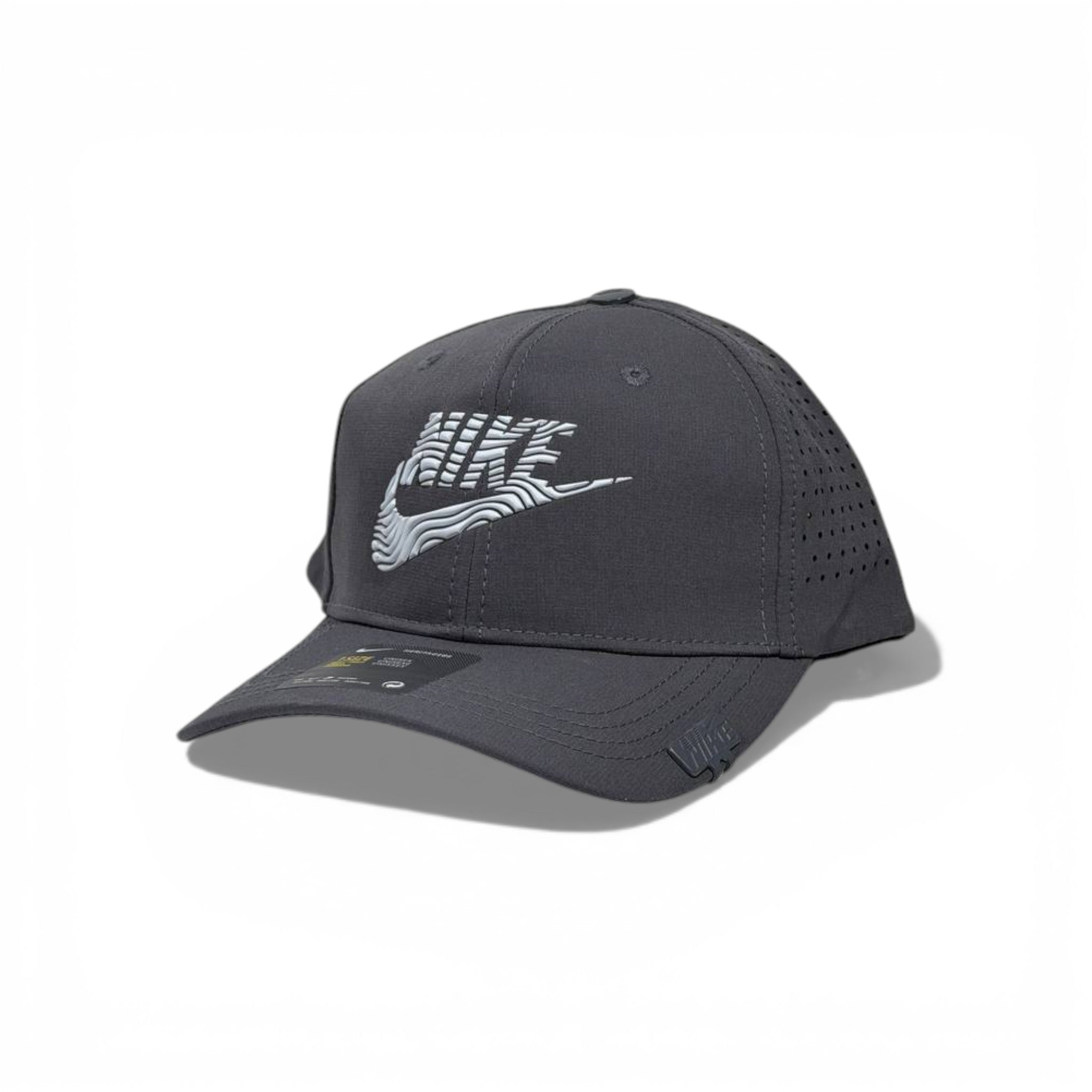 𧢠Nike Performance Grey Baseball Cap â Embroidered Swoosh Sports Hat âĄđââď¸