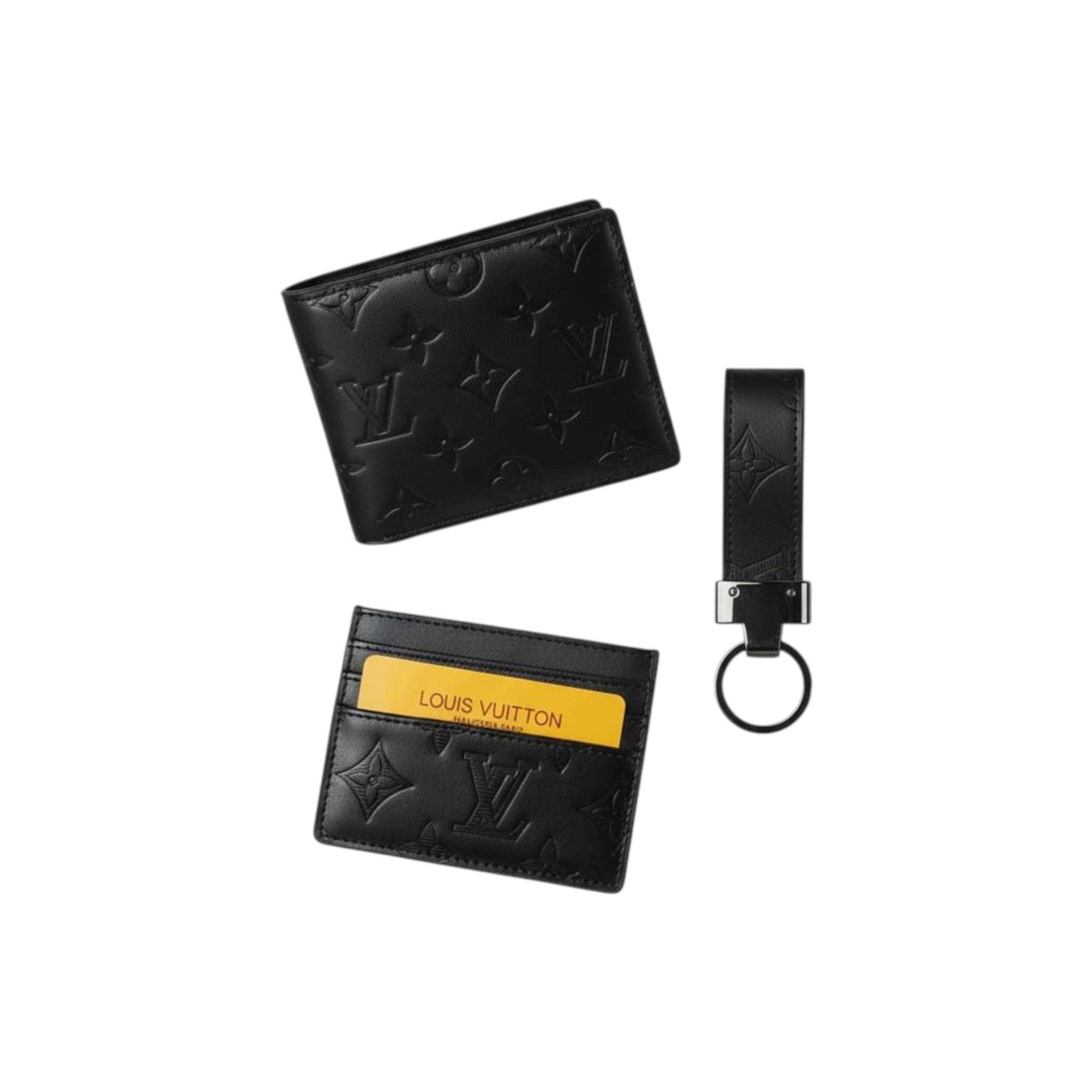 🖤👛 Louis Vuitton Black Monogram Leather Wallet & Accessories Set – Wallet, Card Holder & Key Holder 🔑