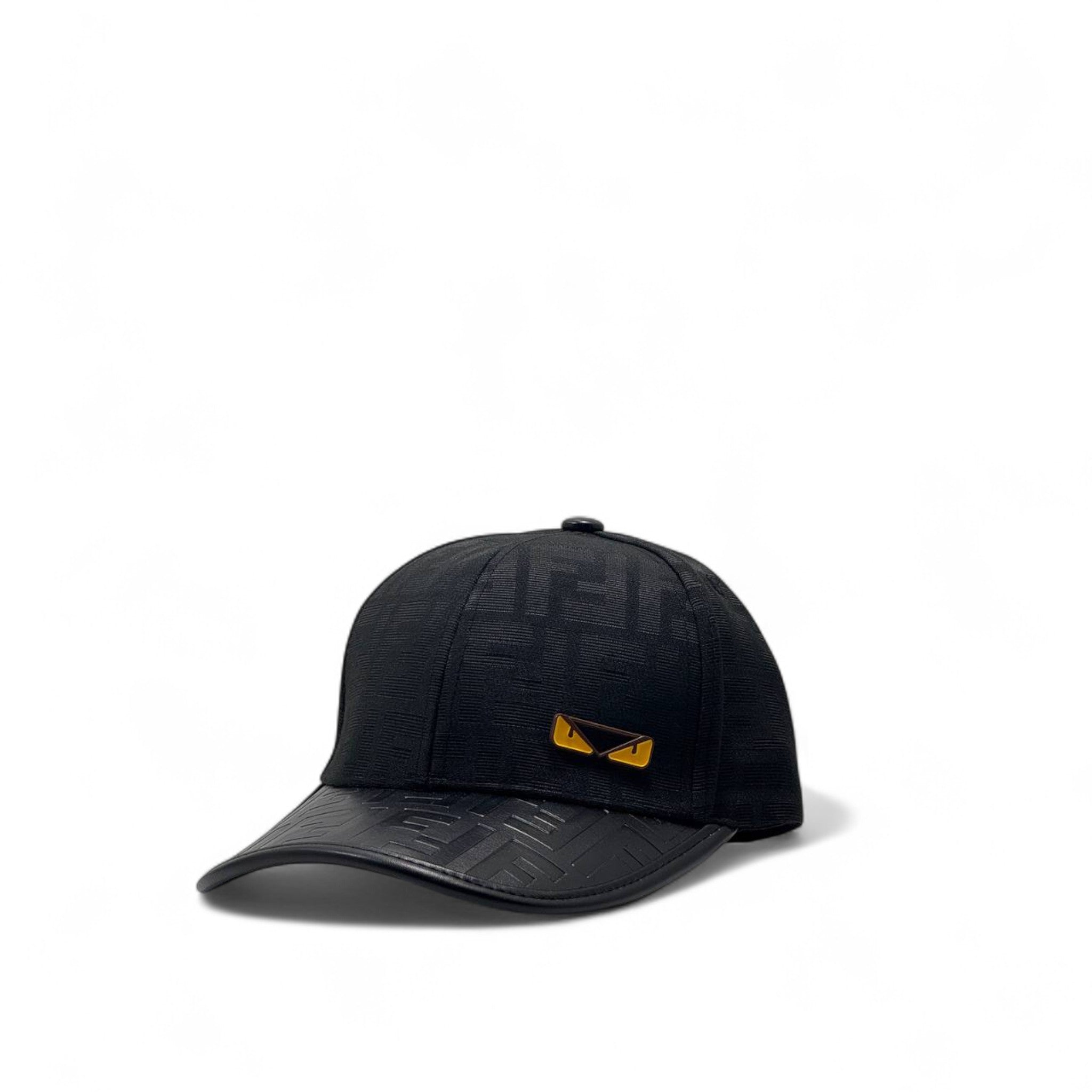 Fendi Monster Eyes Cap – Black on Black with Yellow Detail 😎🖤✨