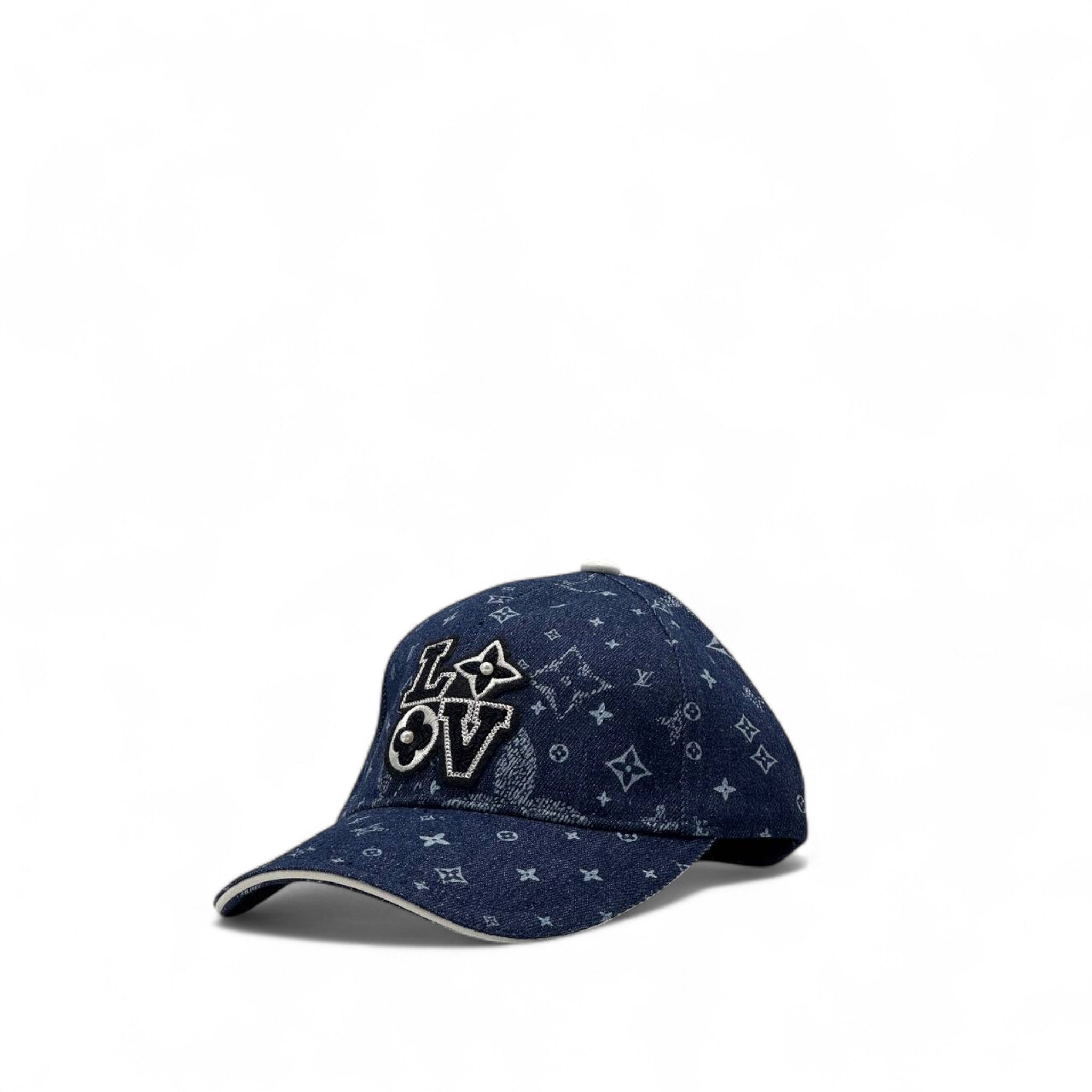 Louis Vuitton Denim Monogram Cap π β "LOVE" Embroidered Street Style Hat