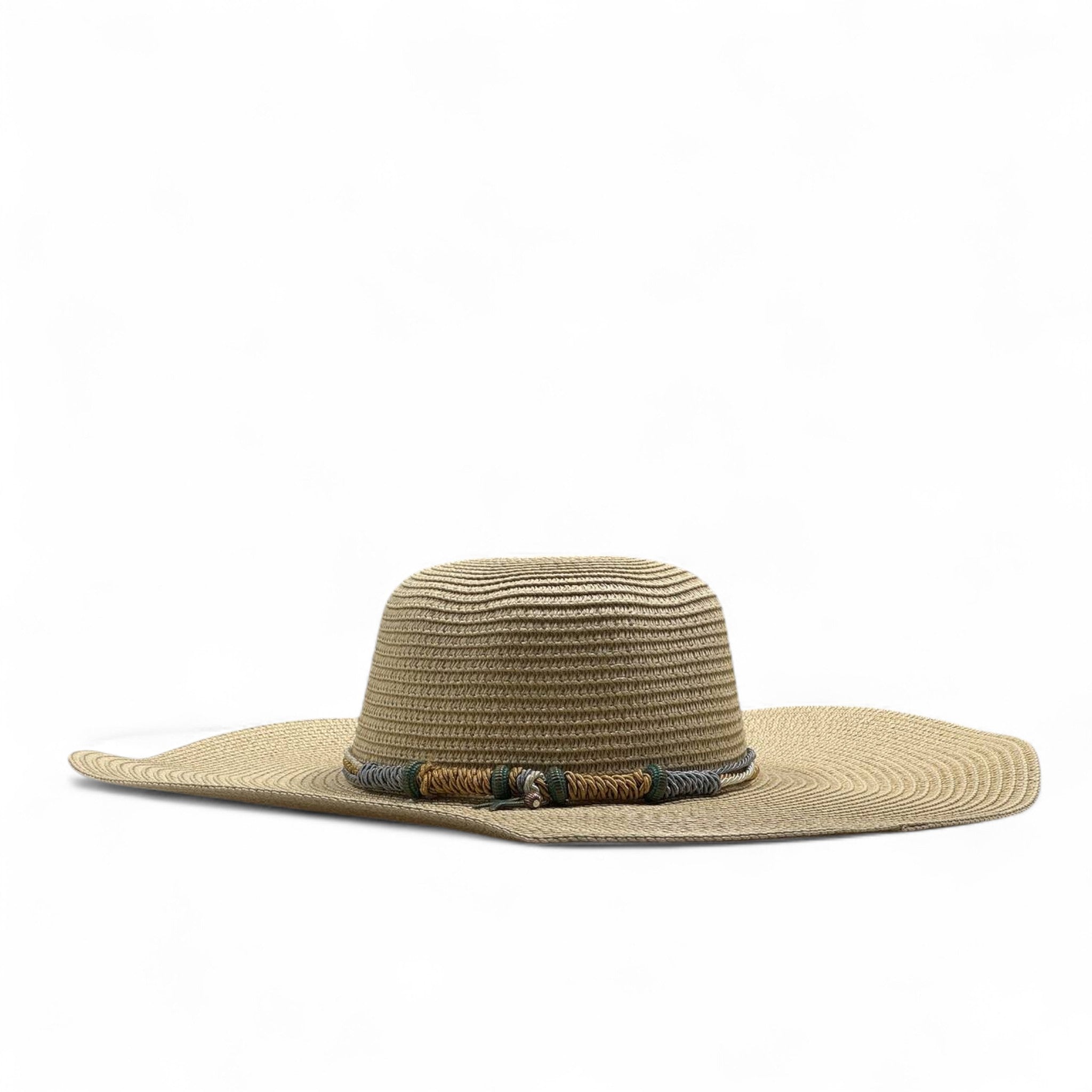 Boho Sun Hat ☀️ Wide Brim Straw Hat with Woven Tribal Band