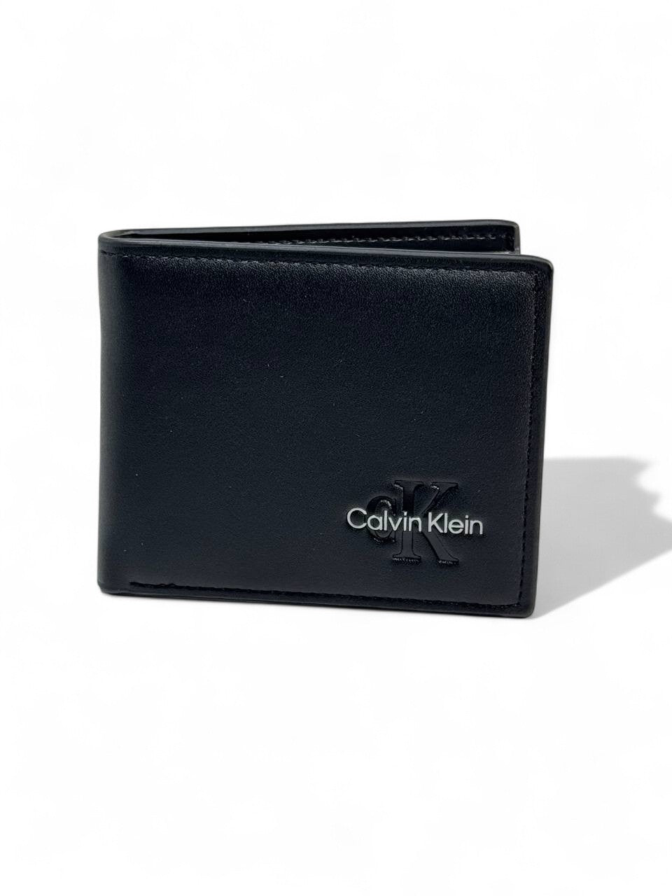 Calvin Klein-Inspired Black Metal Logo Wallet β Bold Simplicity, Timeless Elegance π€β¨