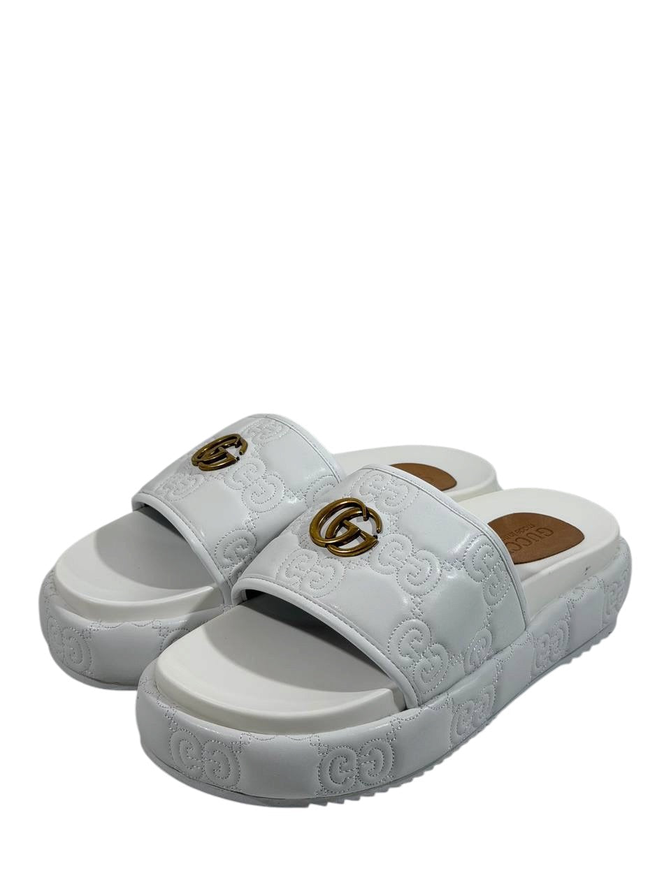GUCCI GG Embossed Slide Sandals β White Edition π€β¨